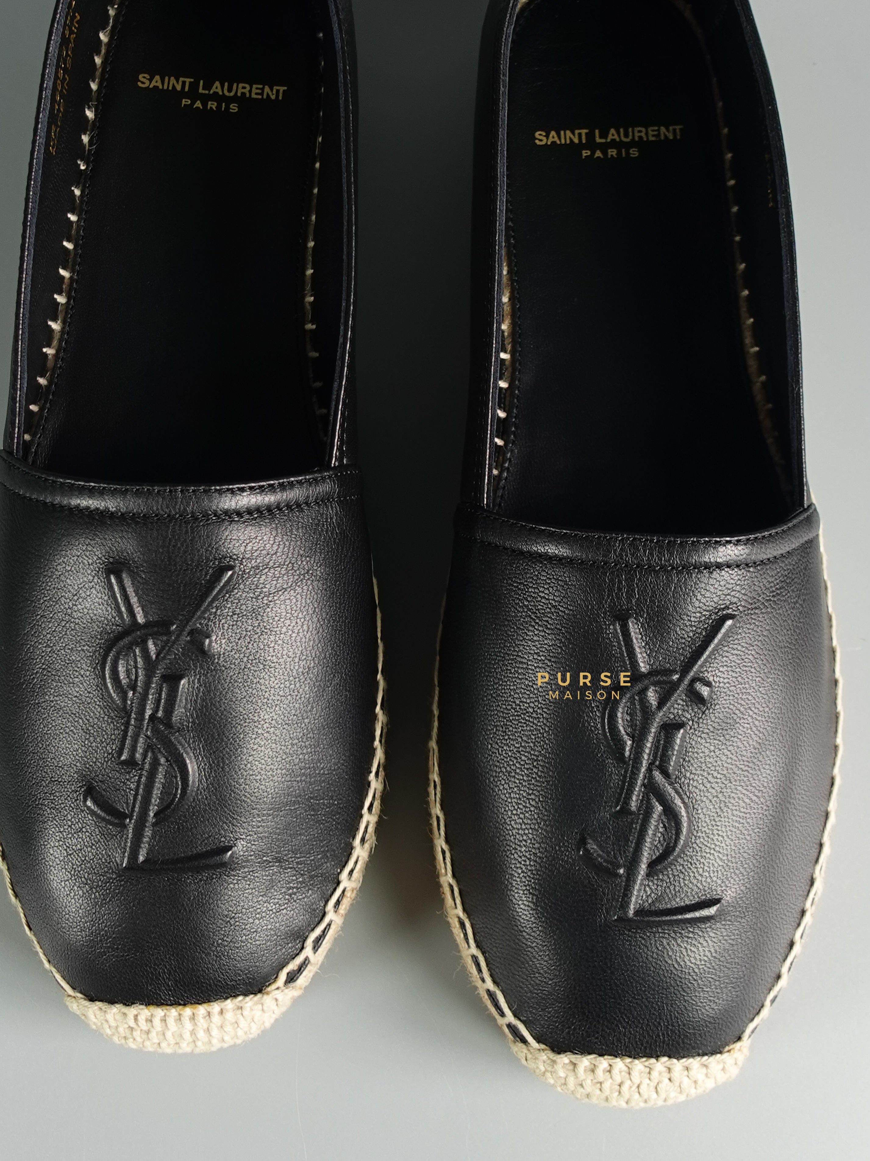 YSL Espadrilles in Black Lambskin Leather (Size 37.5 EU, 23cm) | Purse Maison Luxury Bags Shop