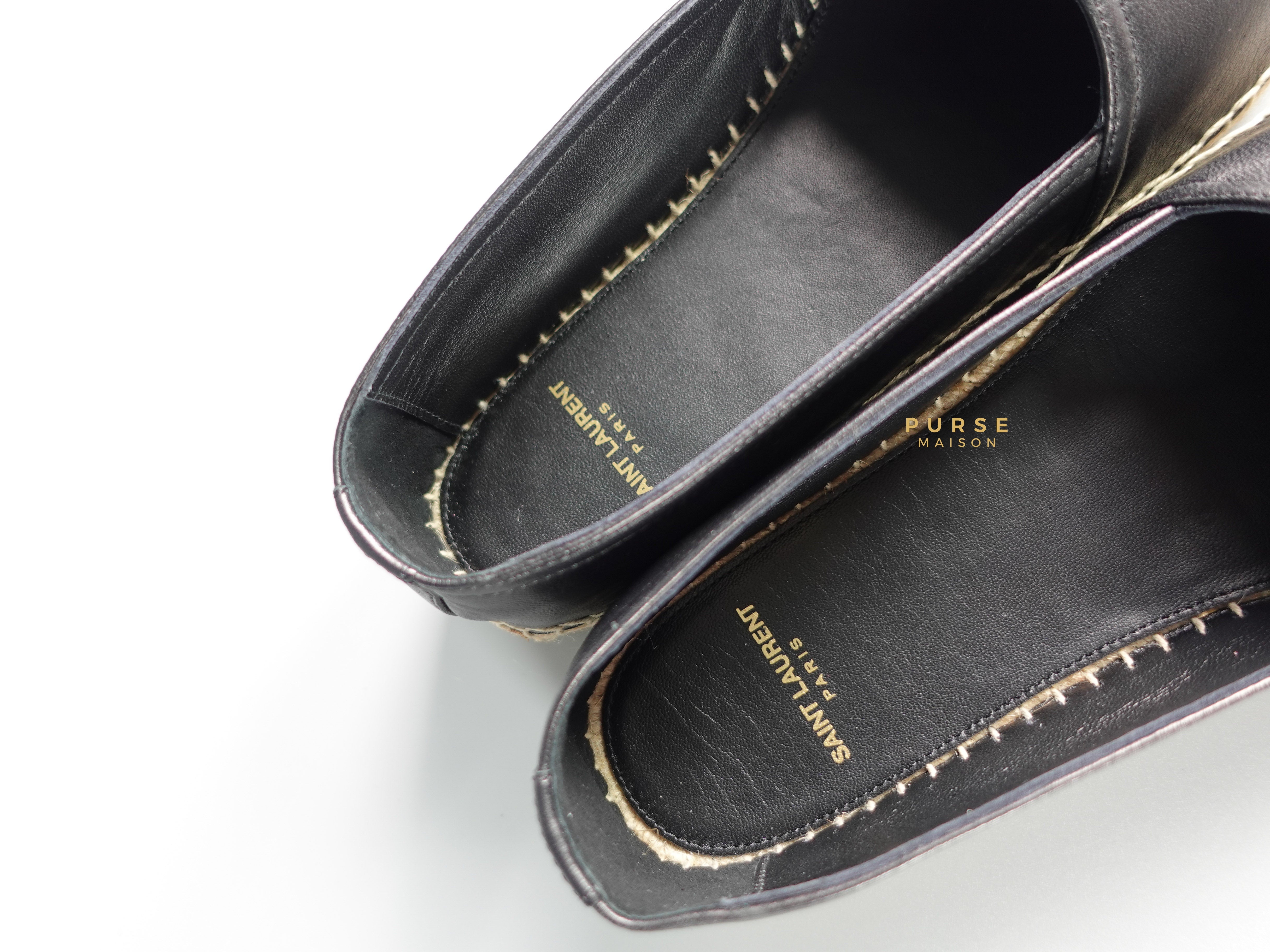 YSL Espadrilles in Black Lambskin Leather (Size 37.5 EU, 23cm) | Purse Maison Luxury Bags Shop