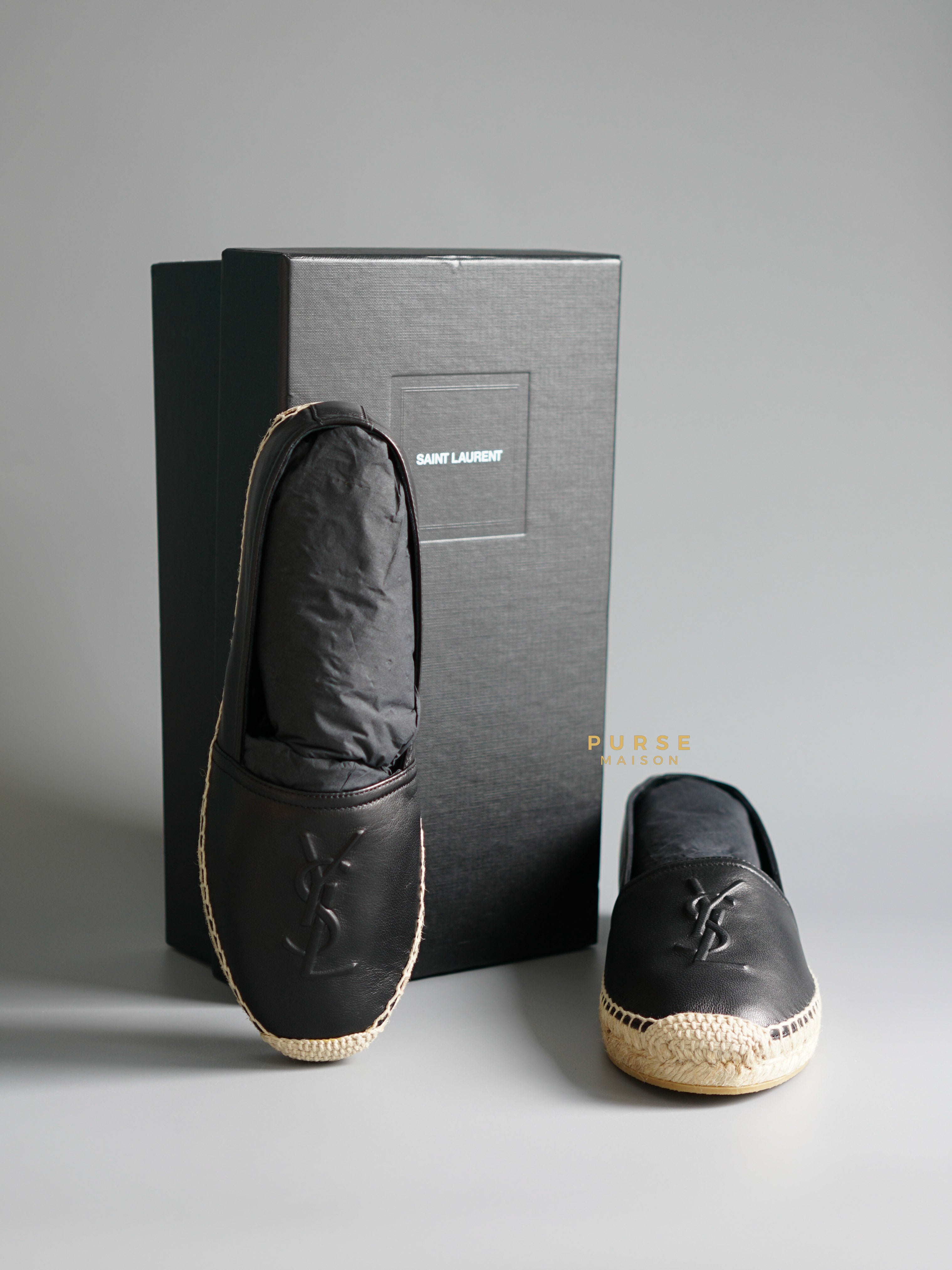 YSL Espadrilles in Black Lambskin Leather (Size 37.5 EU, 23cm) | Purse Maison Luxury Bags Shop