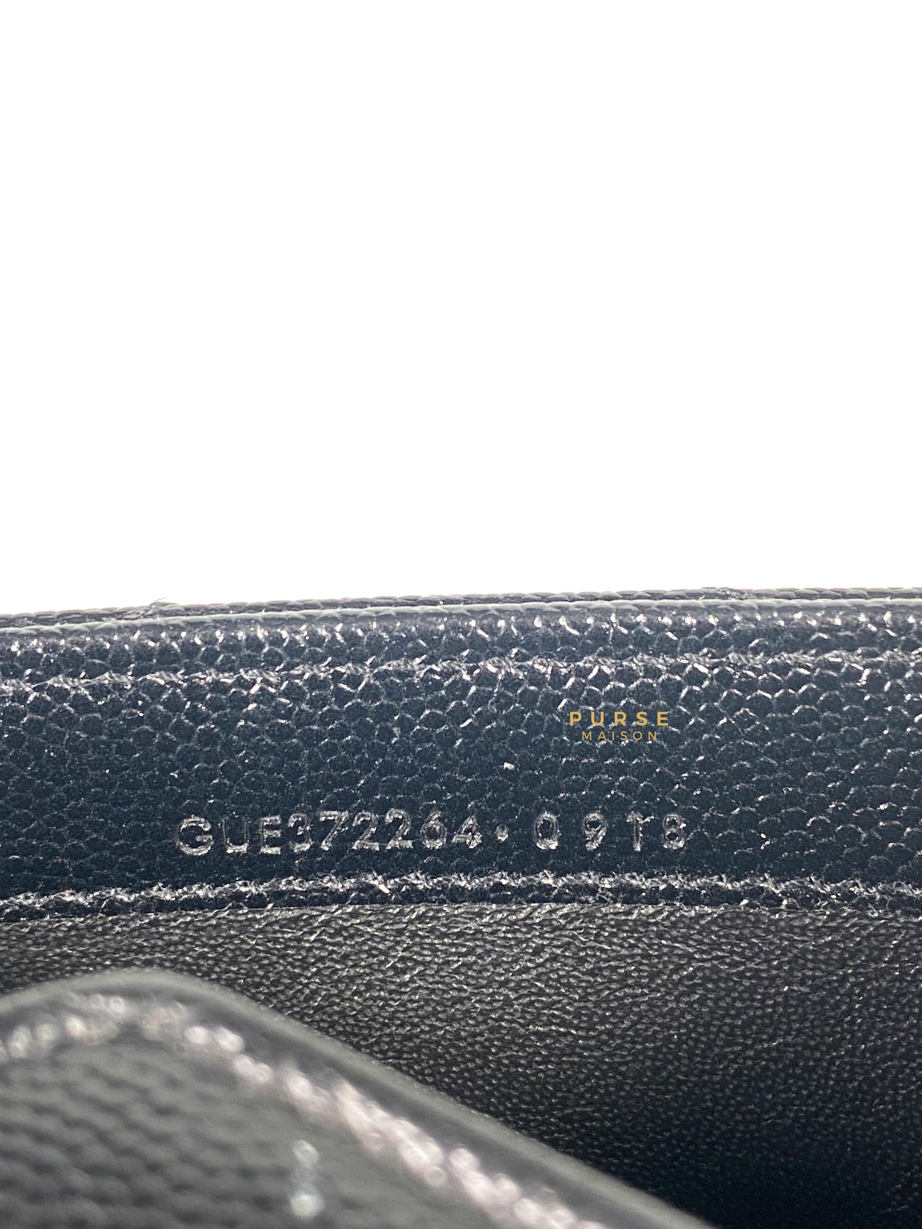 YSL Flap Long Wallet in Black Monogram Grain Leather | Purse Maison Luxury Bags Shop
