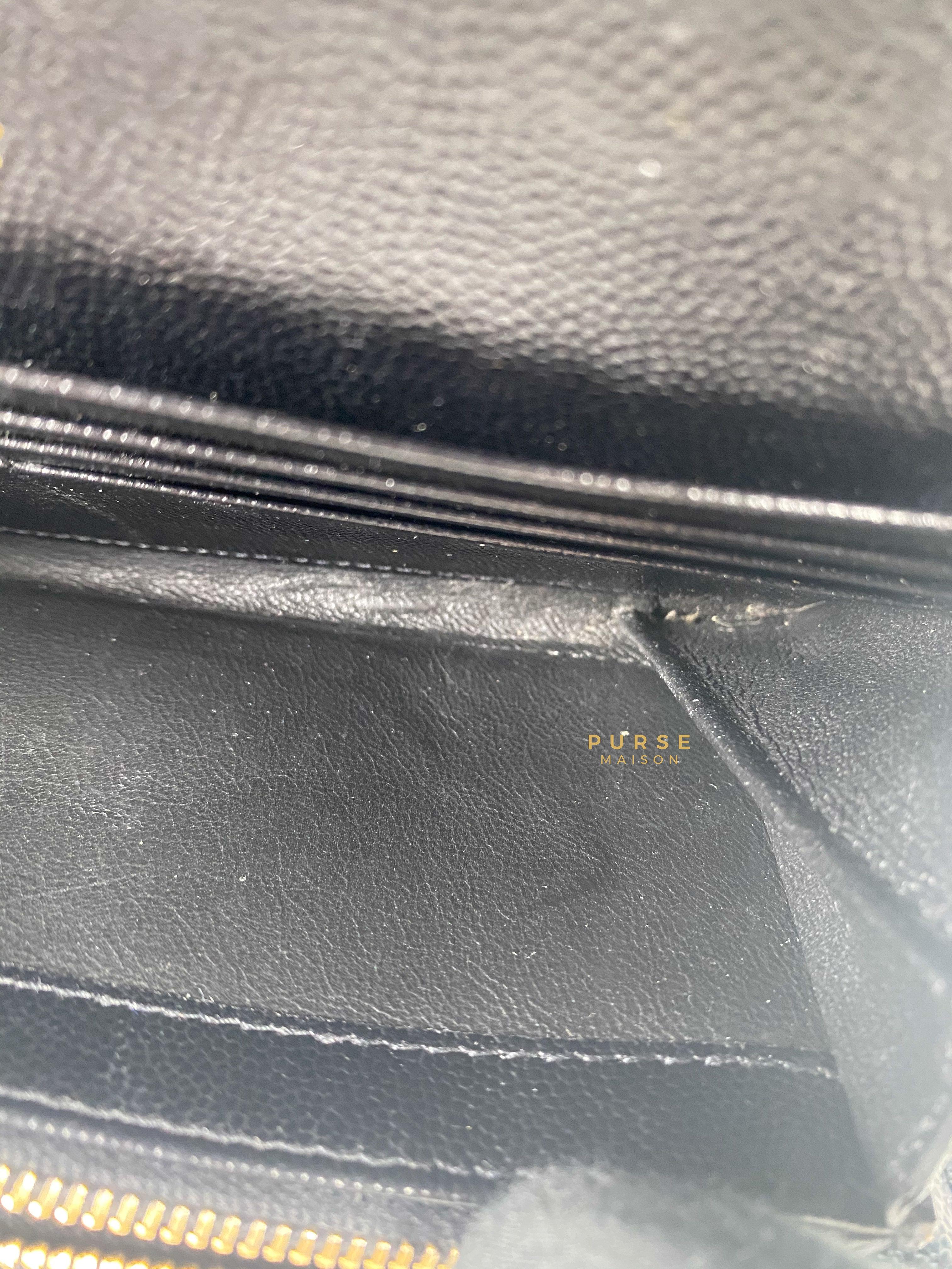 YSL Flap Long Wallet in Black Monogram Grain Leather | Purse Maison Luxury Bags Shop
