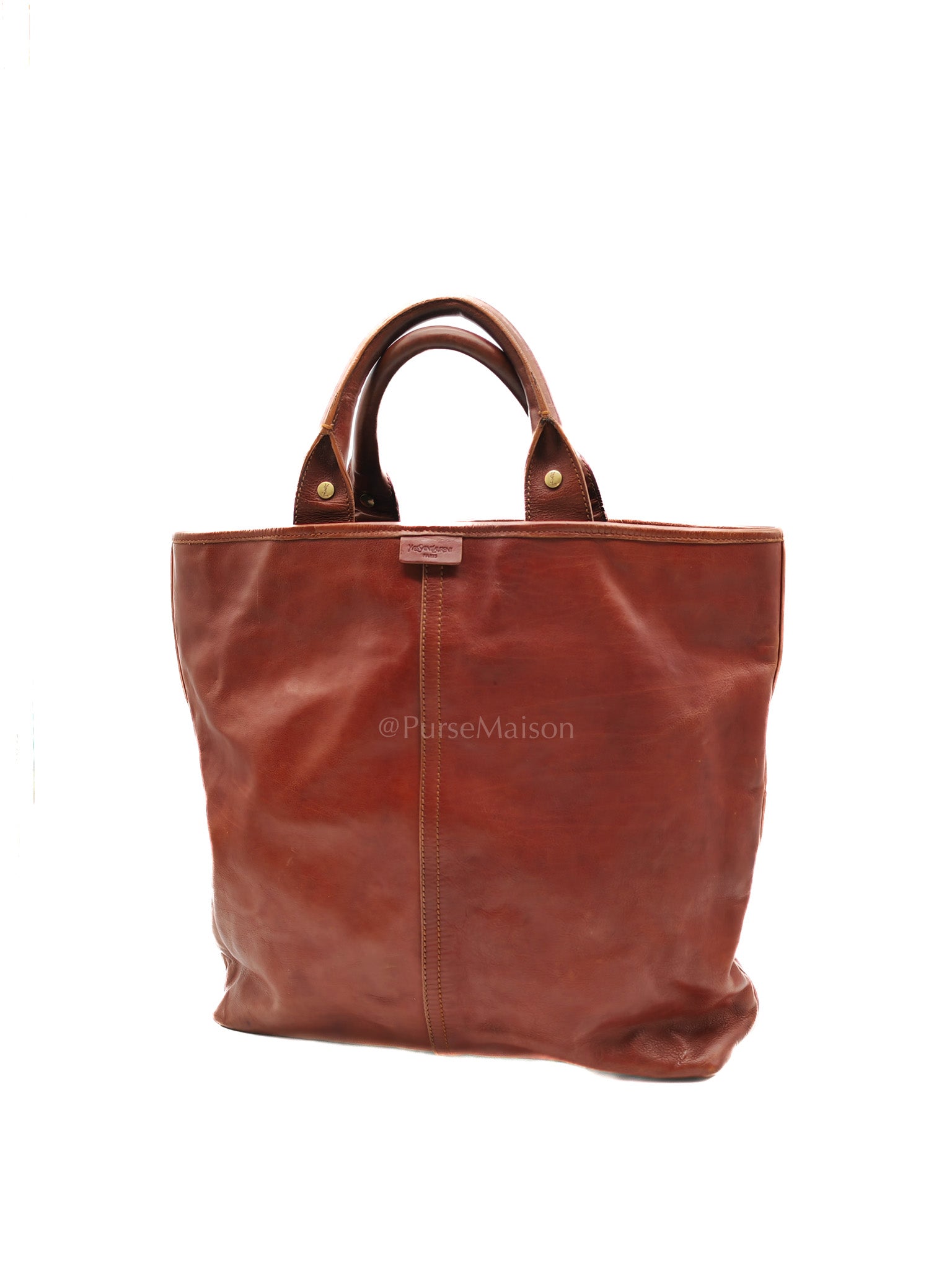 Yves Saint Laurent Rive Gauche in Brown Cowhide Leather Tote Bag