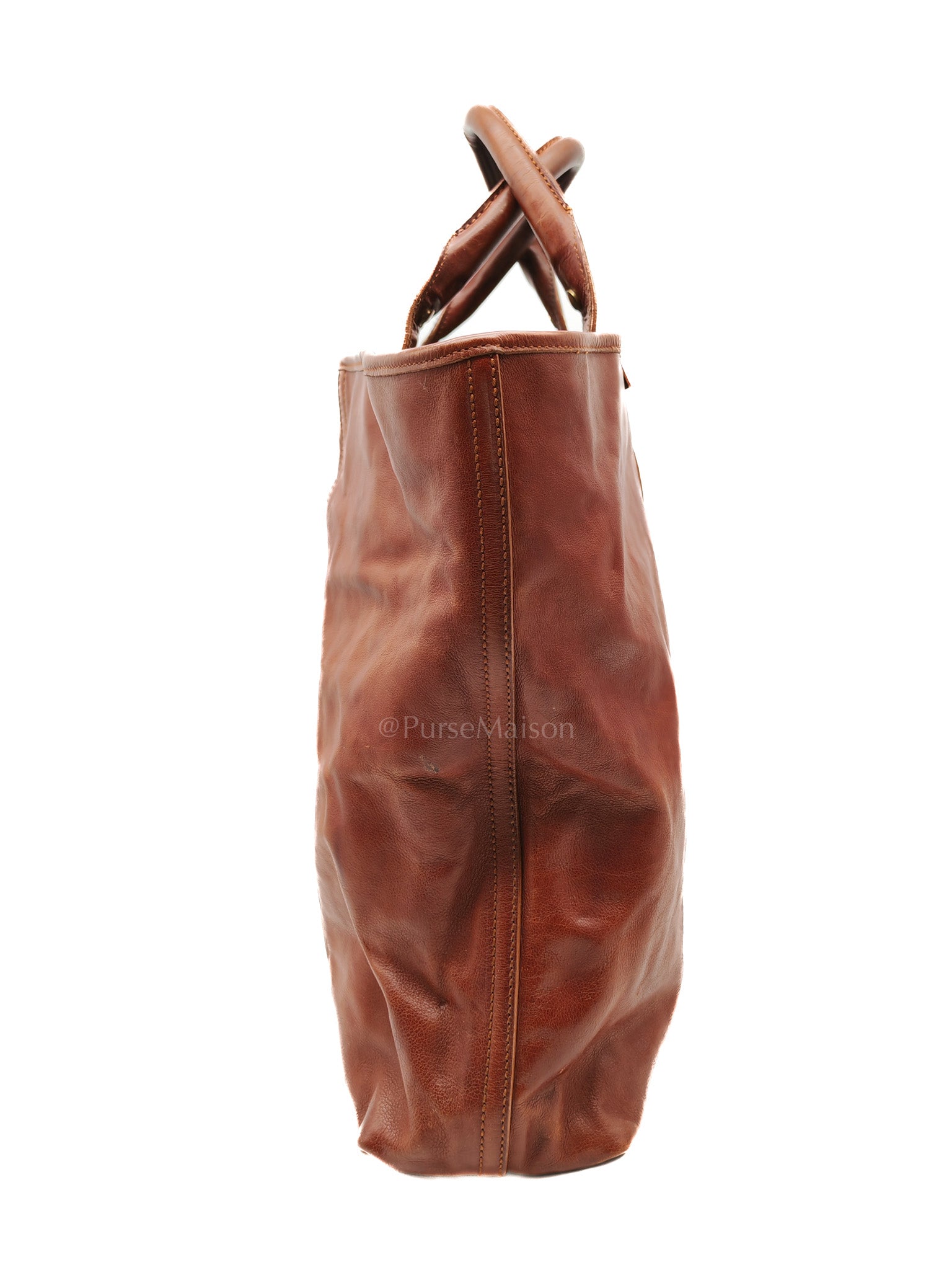 Yves Saint Laurent Rive Gauche in Brown Cowhide Leather Tote Bag