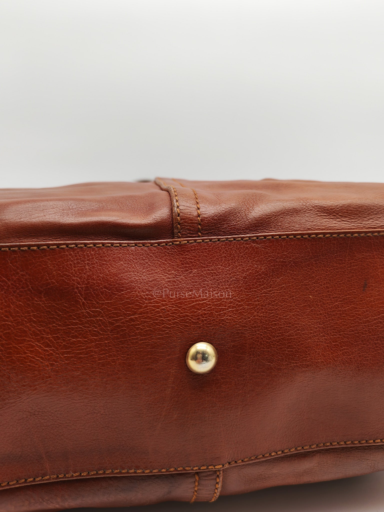 Yves Saint Laurent Rive Gauche in Brown Cowhide Leather Tote Bag