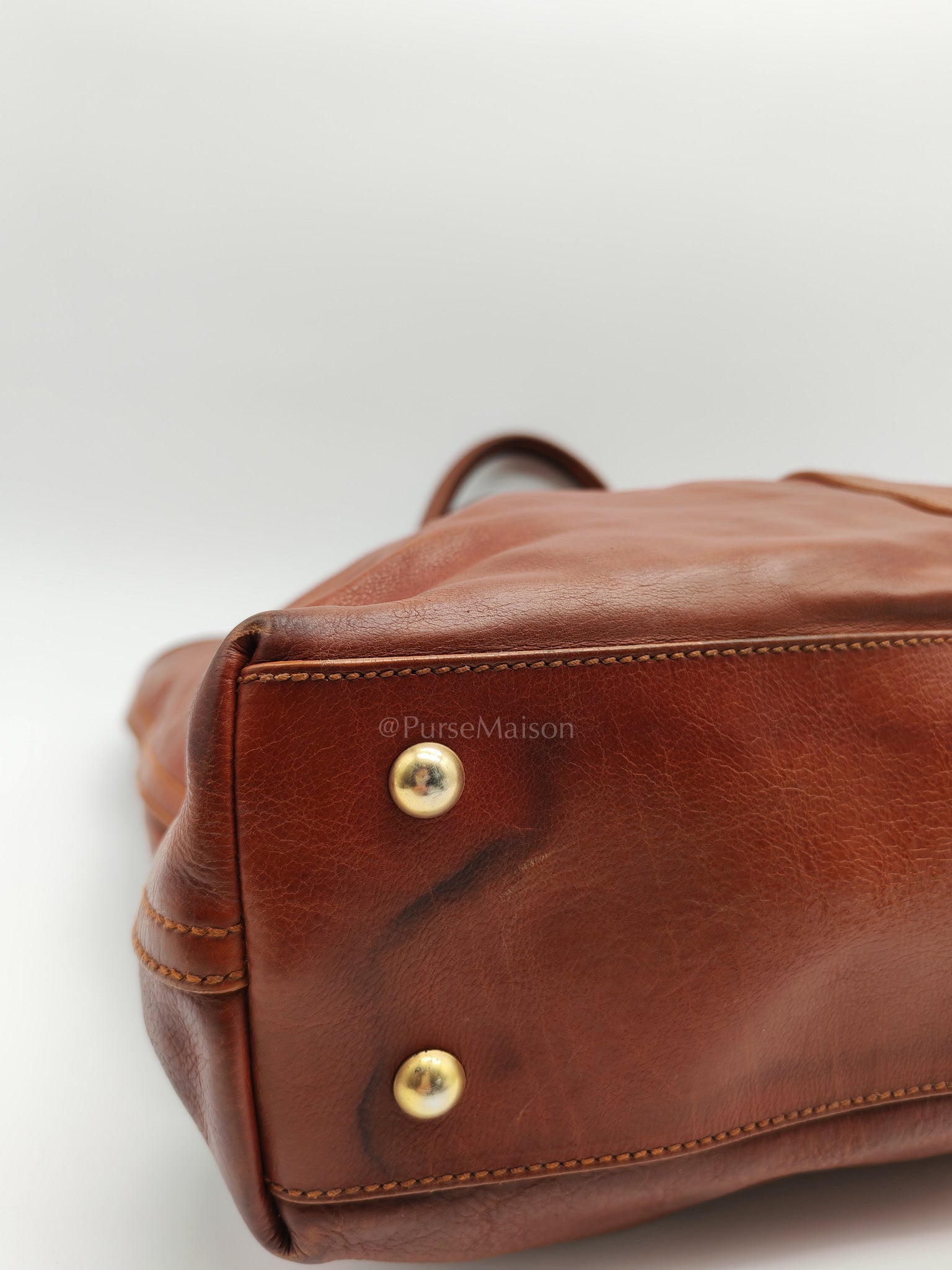 Yves Saint Laurent Rive Gauche in Brown Cowhide Leather Tote Bag