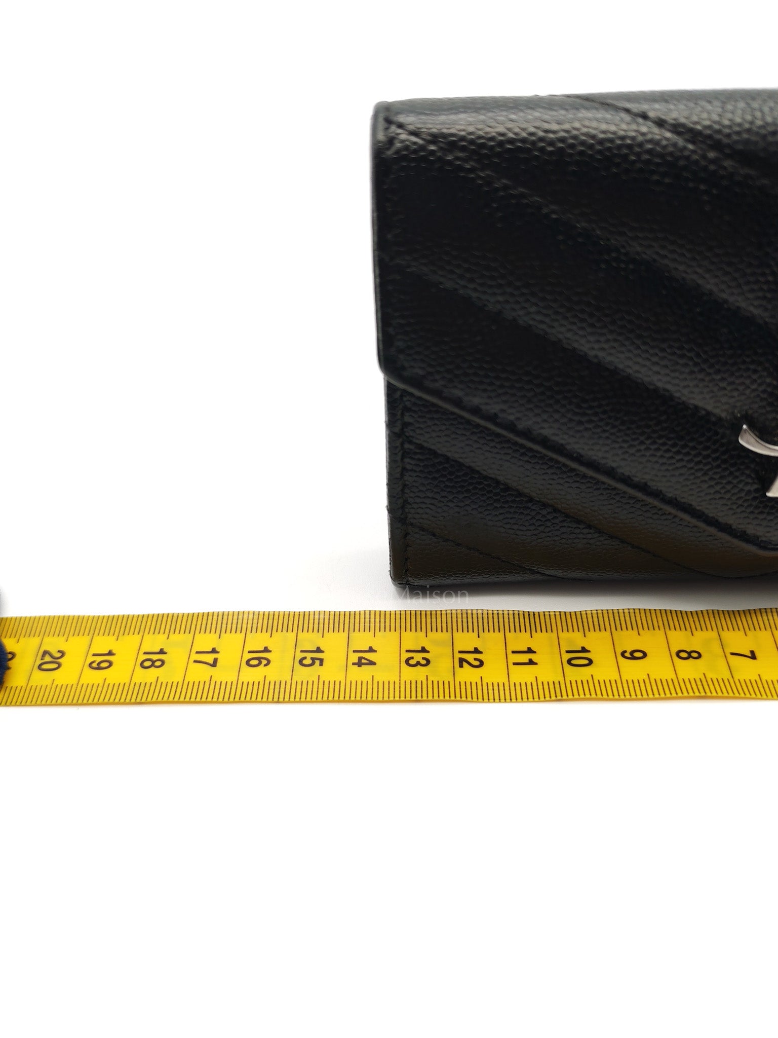 YSL Wallet in Black Grain de Poudre Leather Embossed
