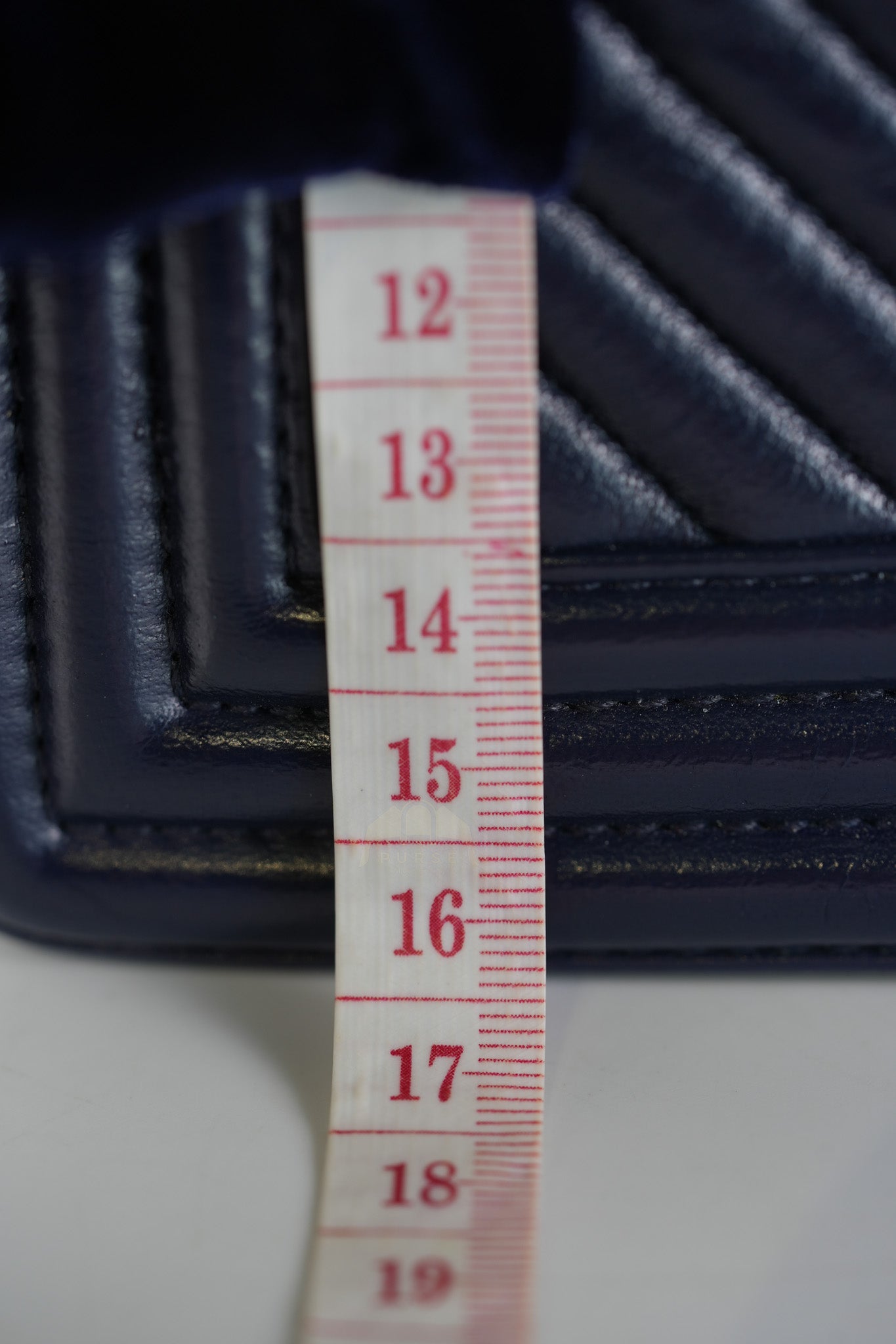 Boy Old Medium in Dark Blue Chevron Lambskin Leather Ruthenium Hardware (Series 20)