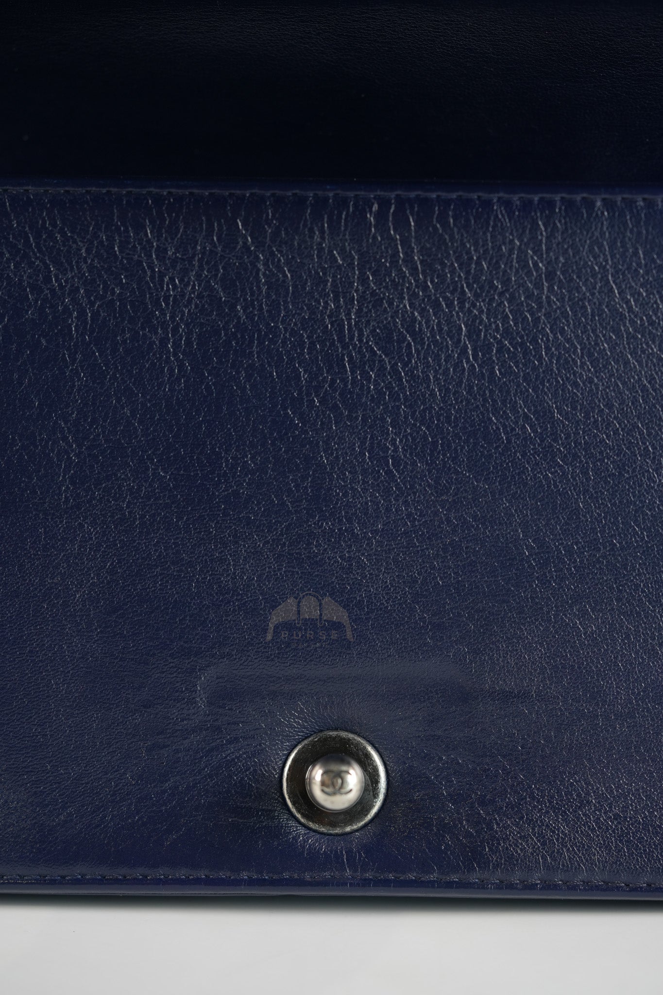 Boy Old Medium in Dark Blue Chevron Lambskin Leather Ruthenium Hardware (Series 20)