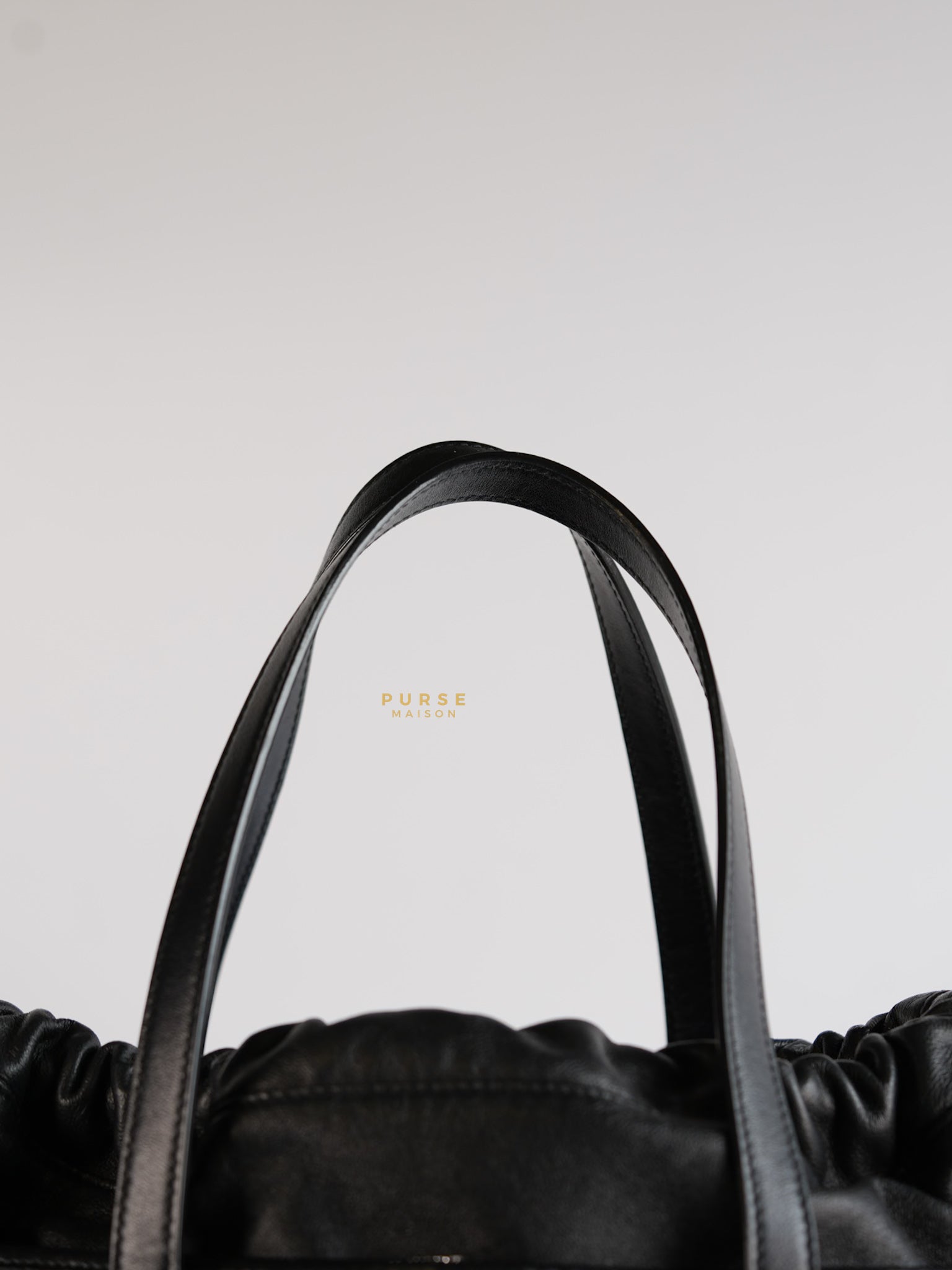 Black Raffia and Leather Teddy Drawstring Tote Bag | Purse Maison Luxury Bags Shop