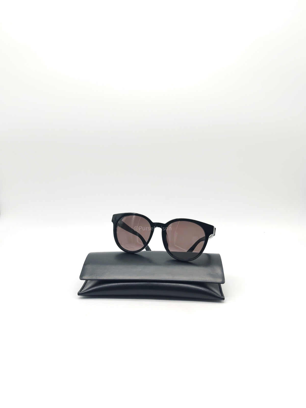 Yves Saint Laurent Black Round Acetate Frame Sunglasses | Purse Maison Luxury Bags Shop