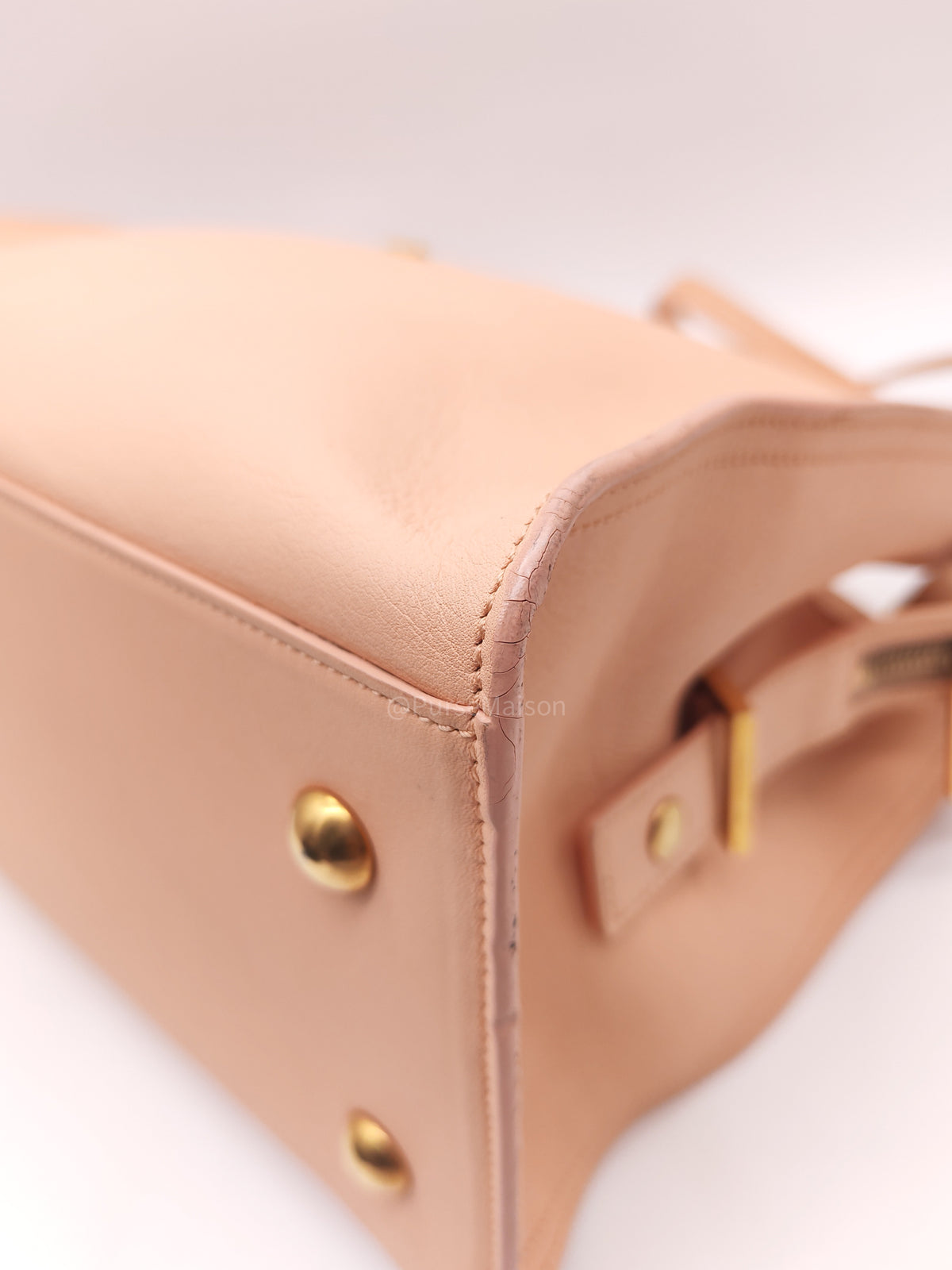 Yves Saint Laurent Cabas Chyc 2way Tote Bag in Peach Calfskin Leather and Gold Hardware | Purse Maison Luxury Bags Shop