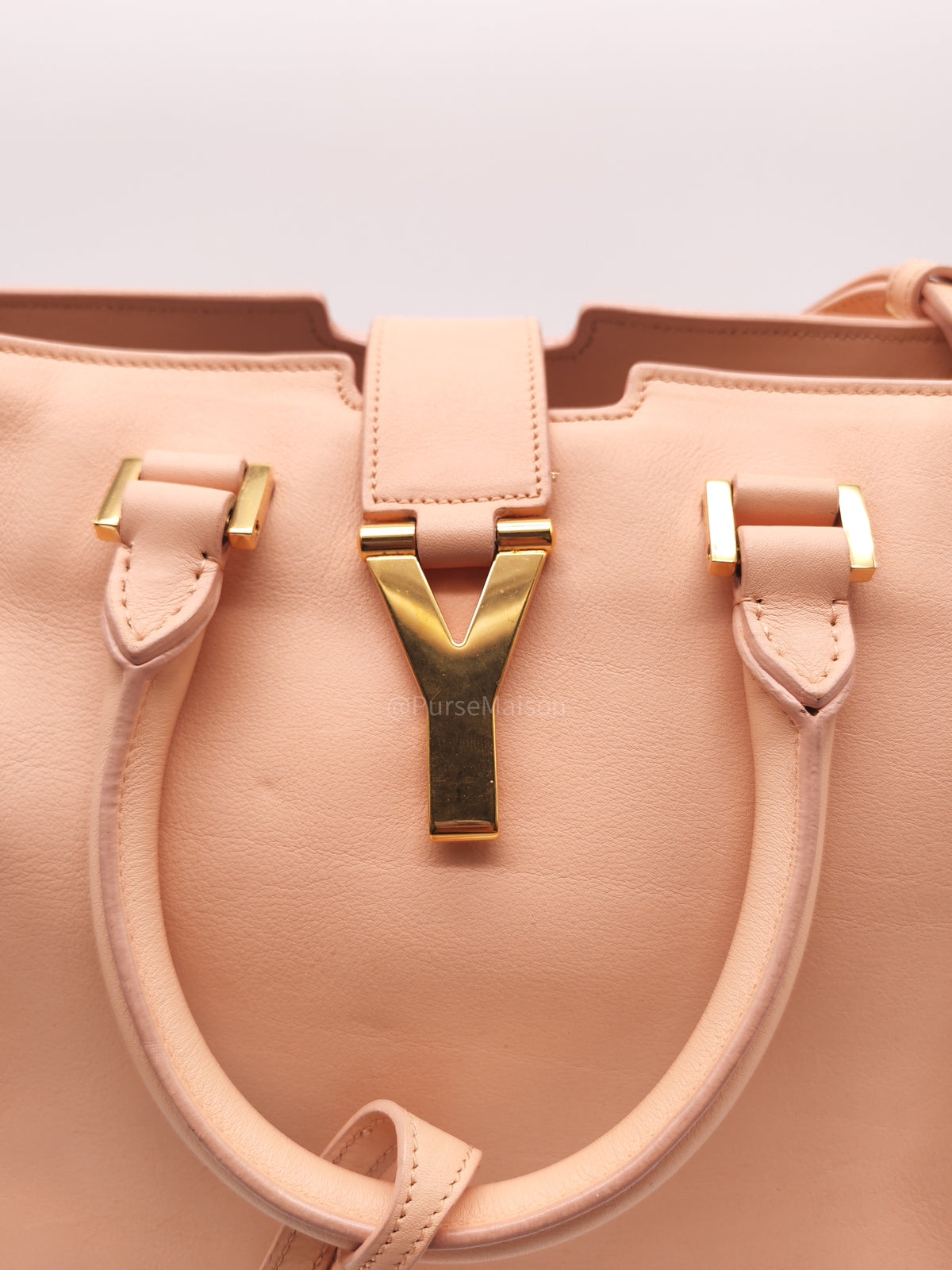 Yves Saint Laurent Cabas Chyc 2way Tote Bag in Peach Calfskin Leather and Gold Hardware | Purse Maison Luxury Bags Shop