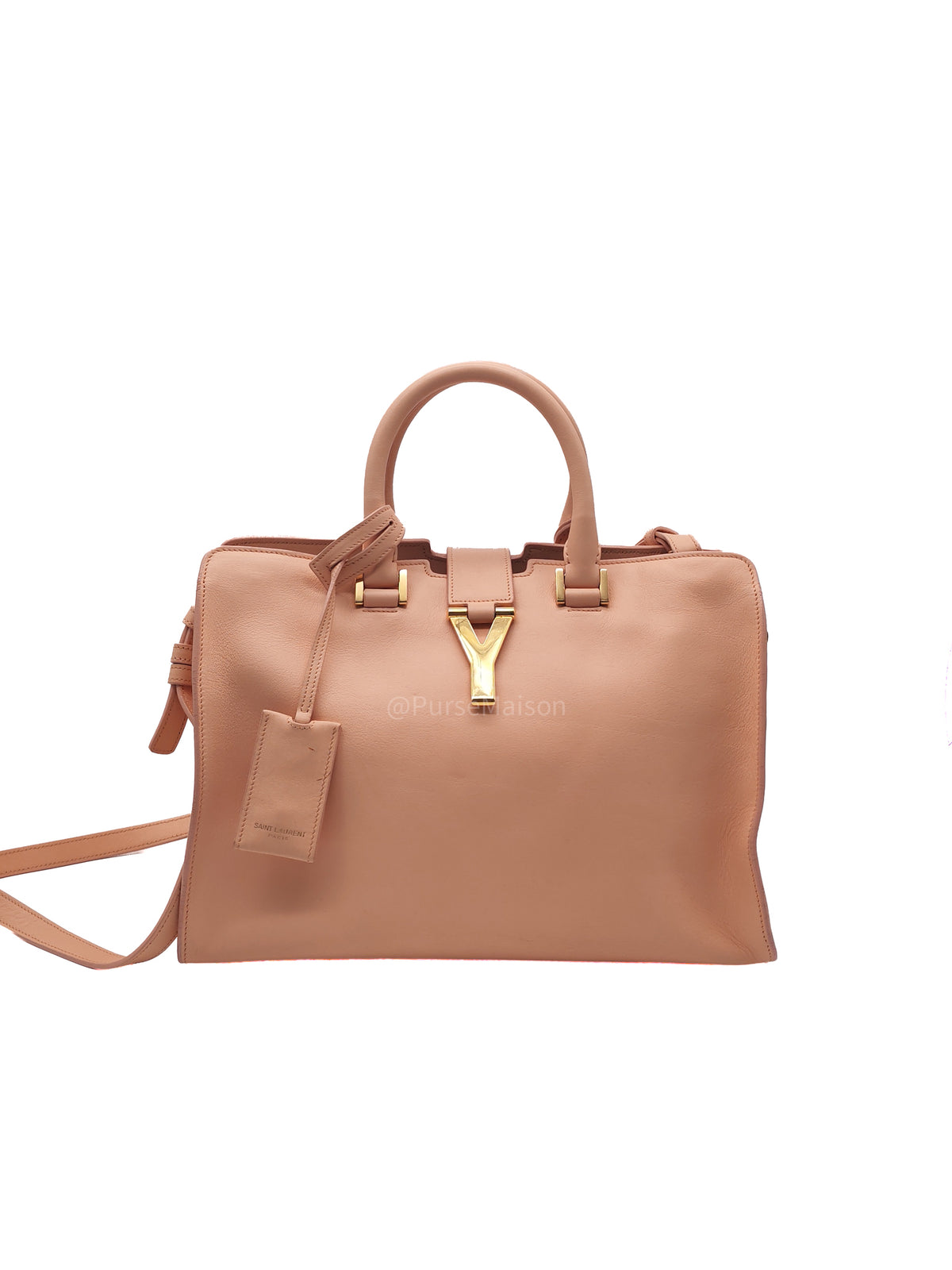 Yves Saint Laurent Cabas Chyc 2way Tote Bag in Peach Calfskin Leather and Gold Hardware | Purse Maison Luxury Bags Shop