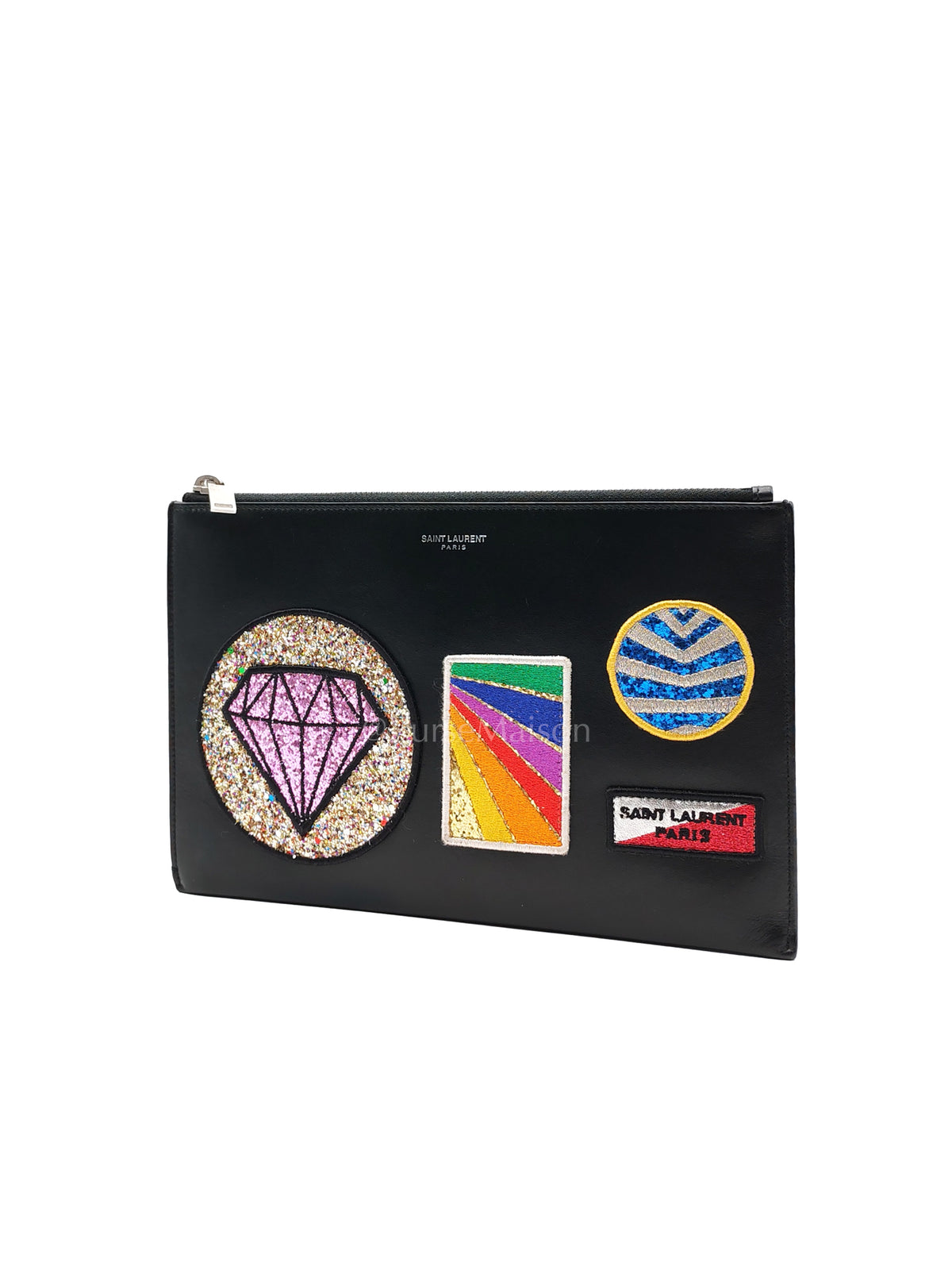 City Patch Pouch in Black/Multicolor Silver Harware | Purse Maison Luxury Bags Shop