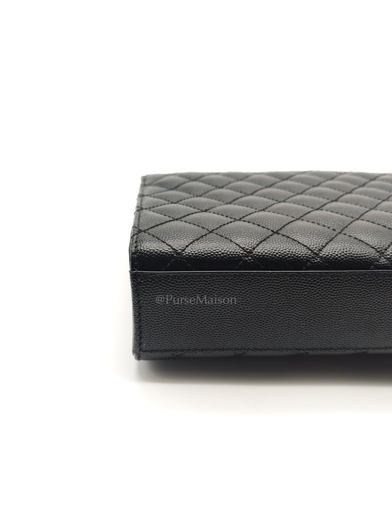 Yves Saint Laurent Envelope Bag Medium in Black Chevron Quilted Grain de Poudre Leather and Gold Hardware | Purse Maison Luxury Bags Shop