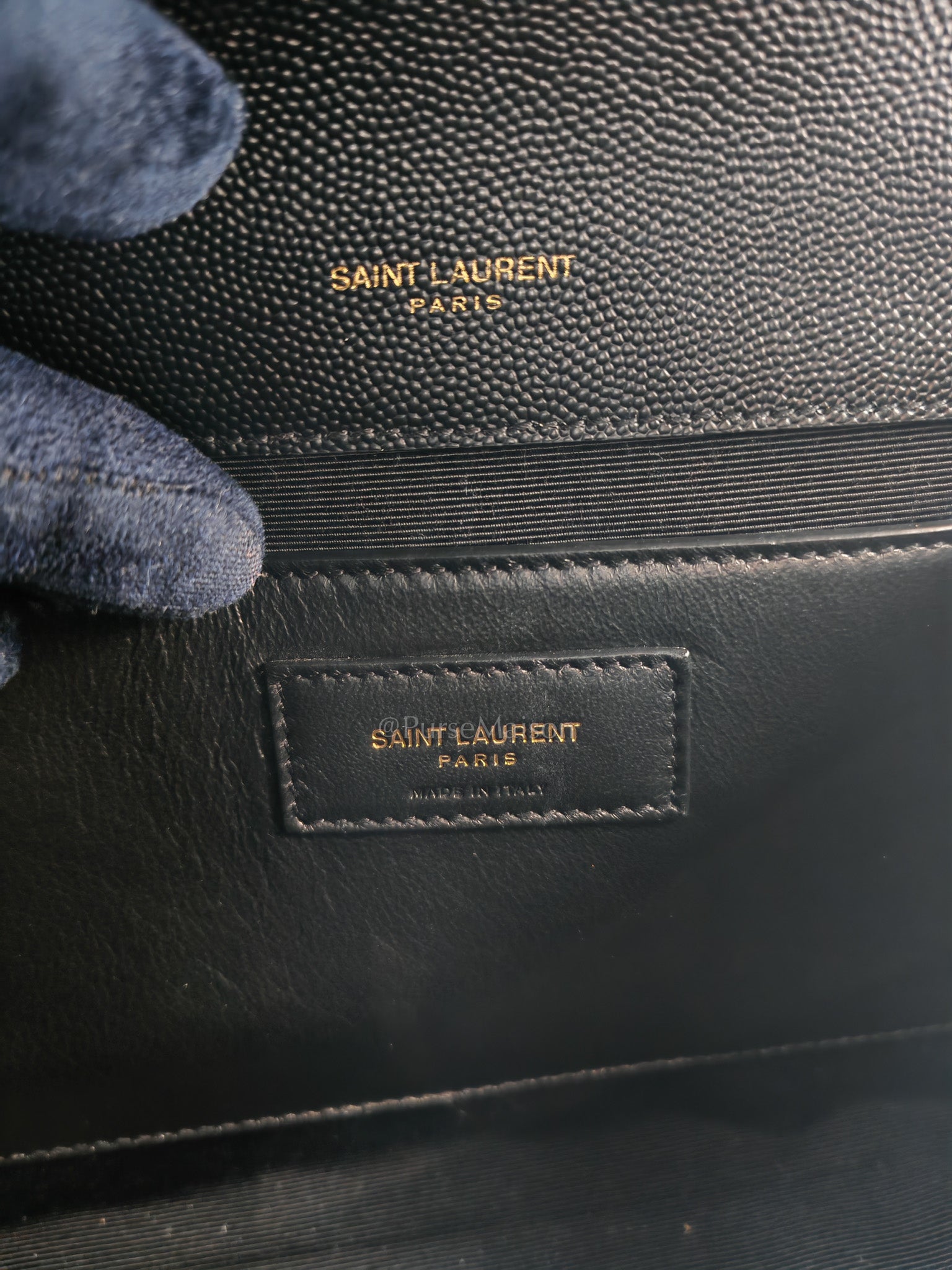 Yves Saint Laurent Envelope Bag Medium in Black Chevron Quilted Grain de Poudre Leather and Gold Hardware | Purse Maison Luxury Bags Shop