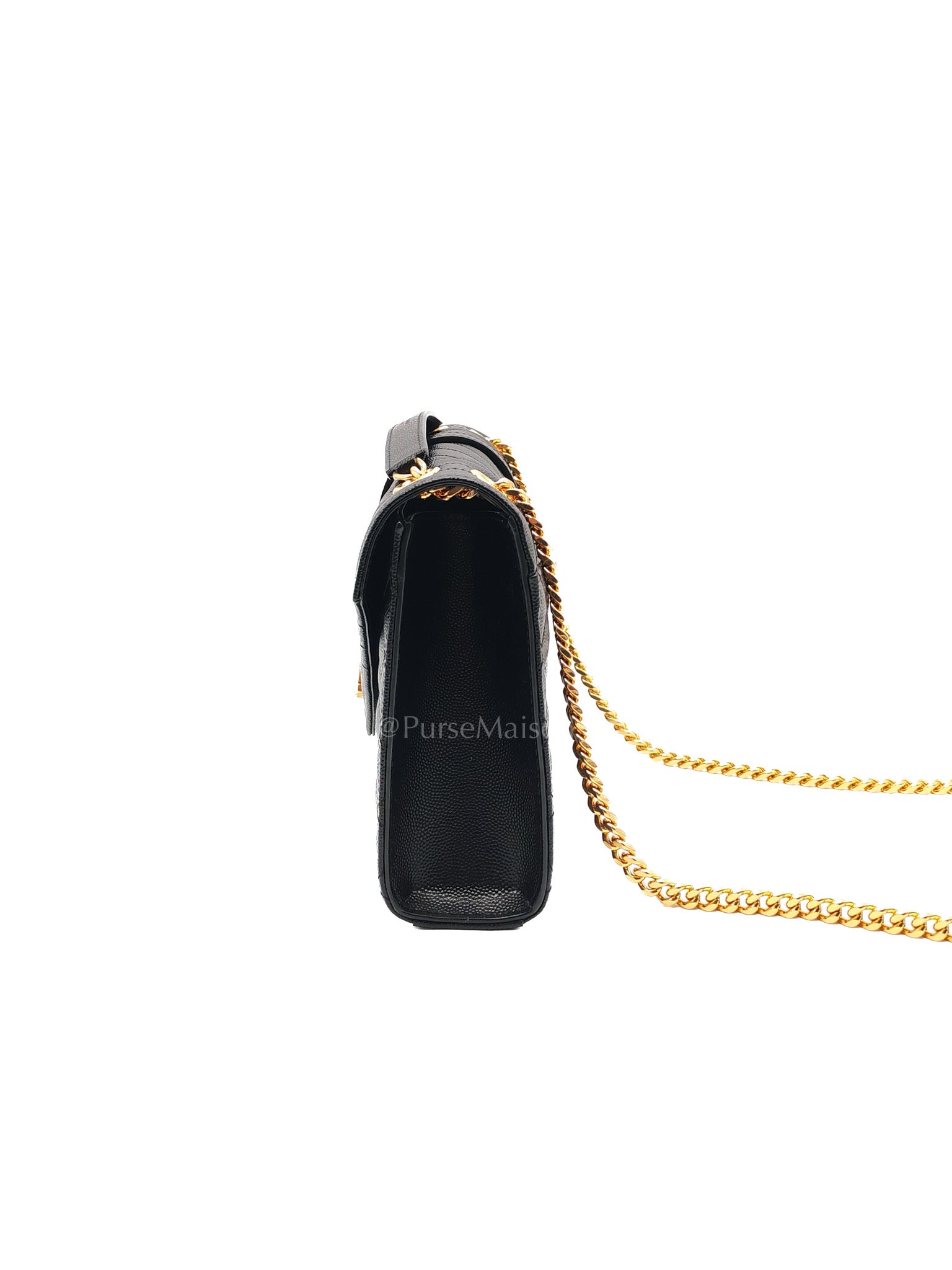 Yves Saint Laurent Envelope Bag Medium in Black Chevron Quilted Grain de Poudre Leather and Gold Hardware | Purse Maison Luxury Bags Shop