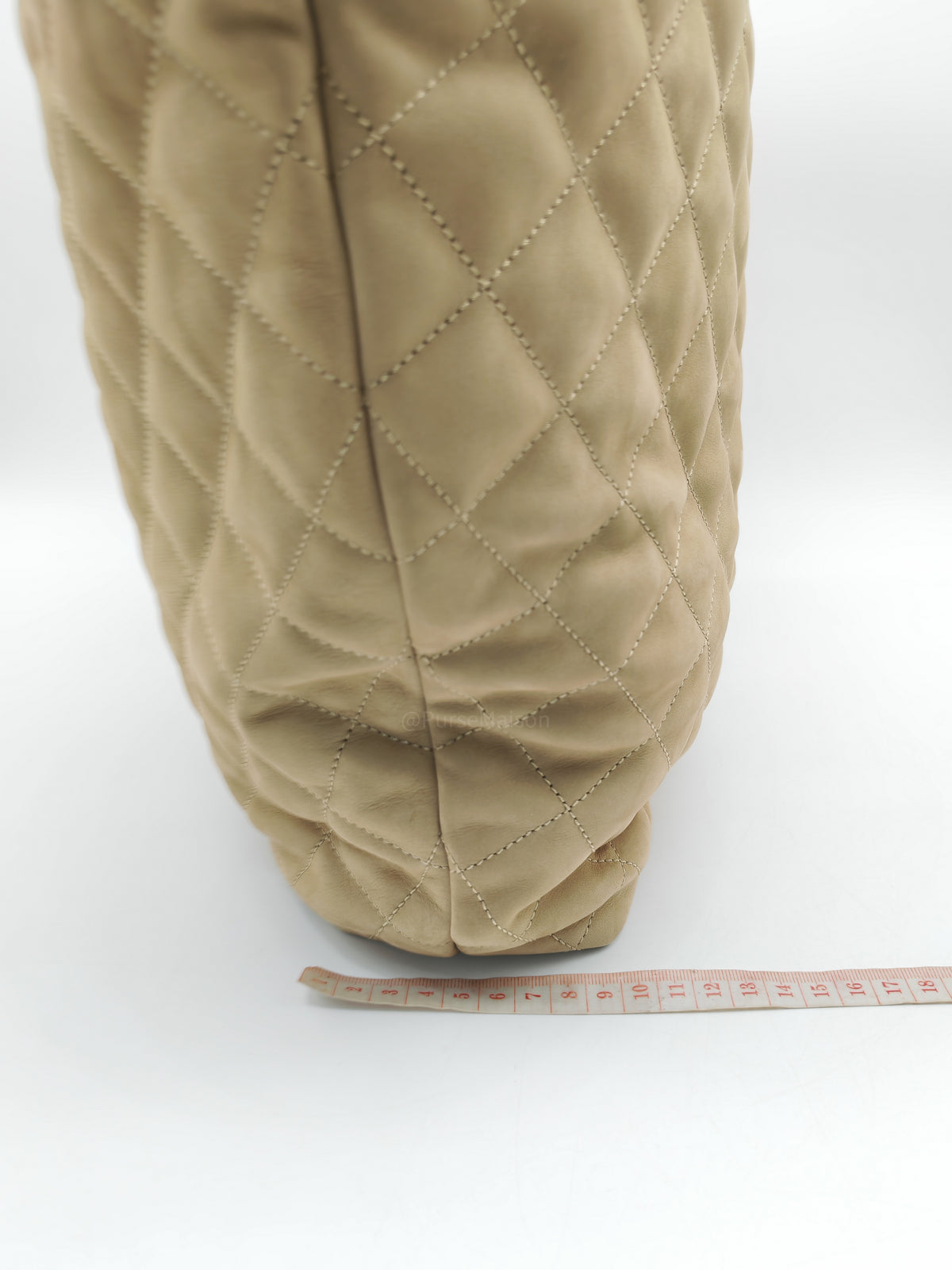 Yves Saint Laurent Icare Maxi Shopping Bag in Beige Suede Leather with Bronze Tone Hardware | Purse Maison Luxury Bags Shop