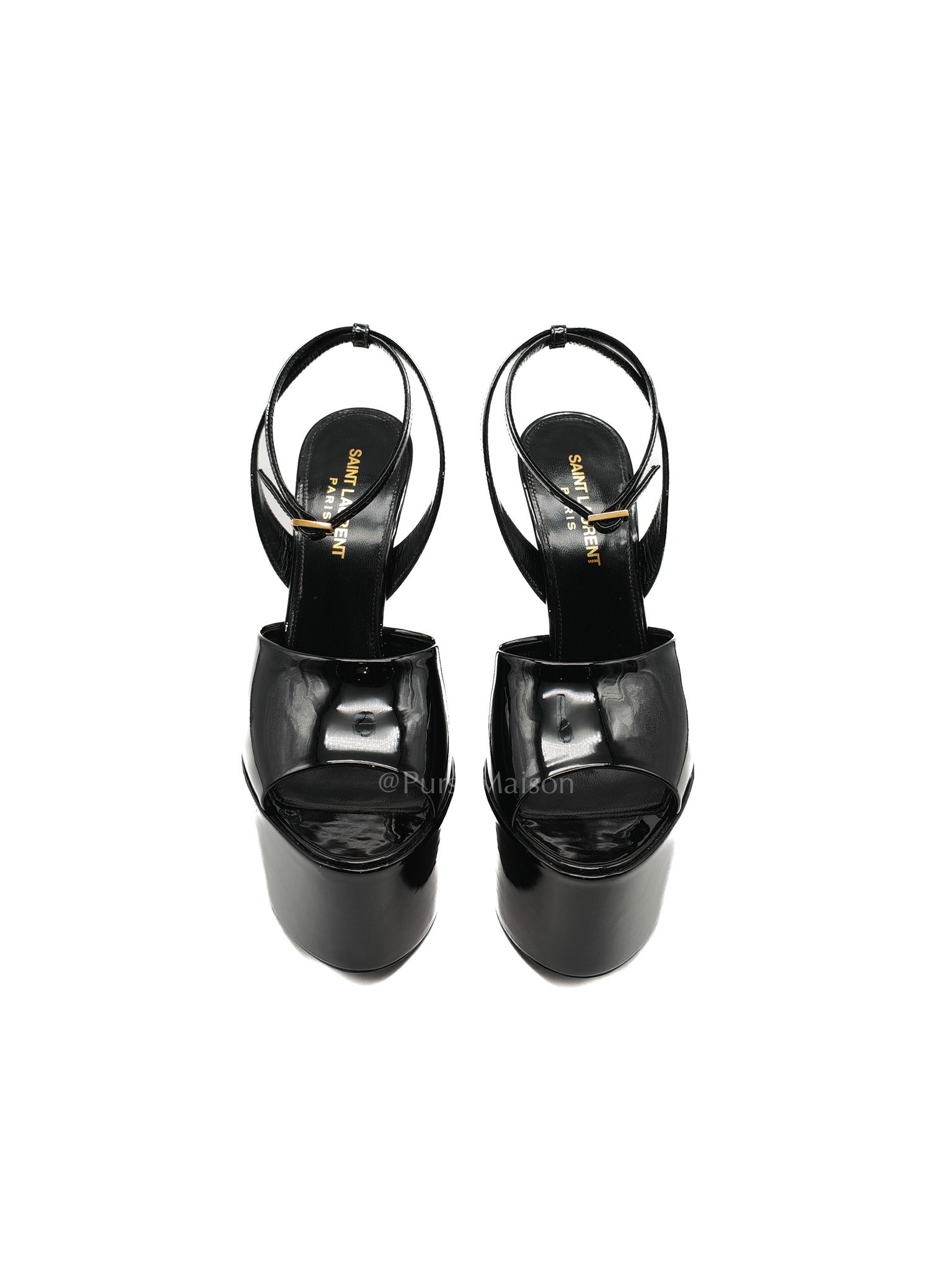 Kika Platform Sandals in Black Patent Leather Size 37EU (24cm) | Purse Maison Luxury Bags Shop