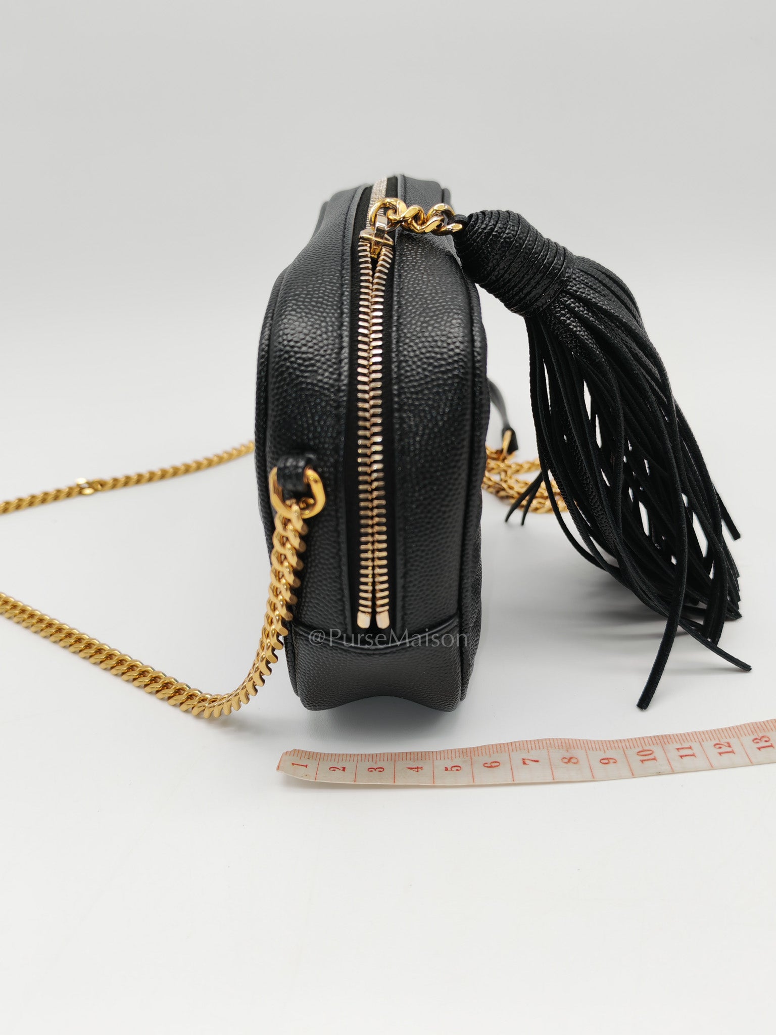 Lou Camera Bag Mini in Black Chevron Quilted Shiny Grained Calfskin Leather and Gold Hardware | Purse Maison Luxury Bags Shop