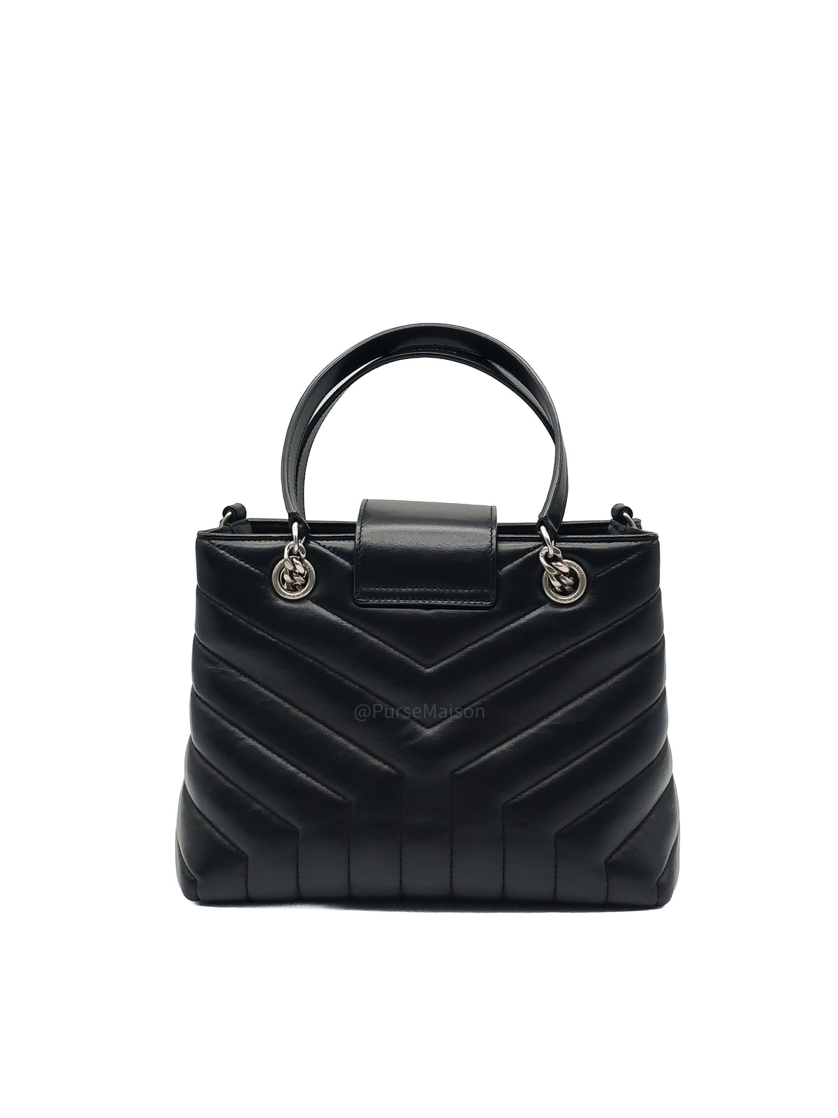 Yves Saint Laurent Loulou Shopping Tote Bag in Black Y Quilted Calfskin Leather and Silver Hardware | Purse Maison Luxury Bags Shop