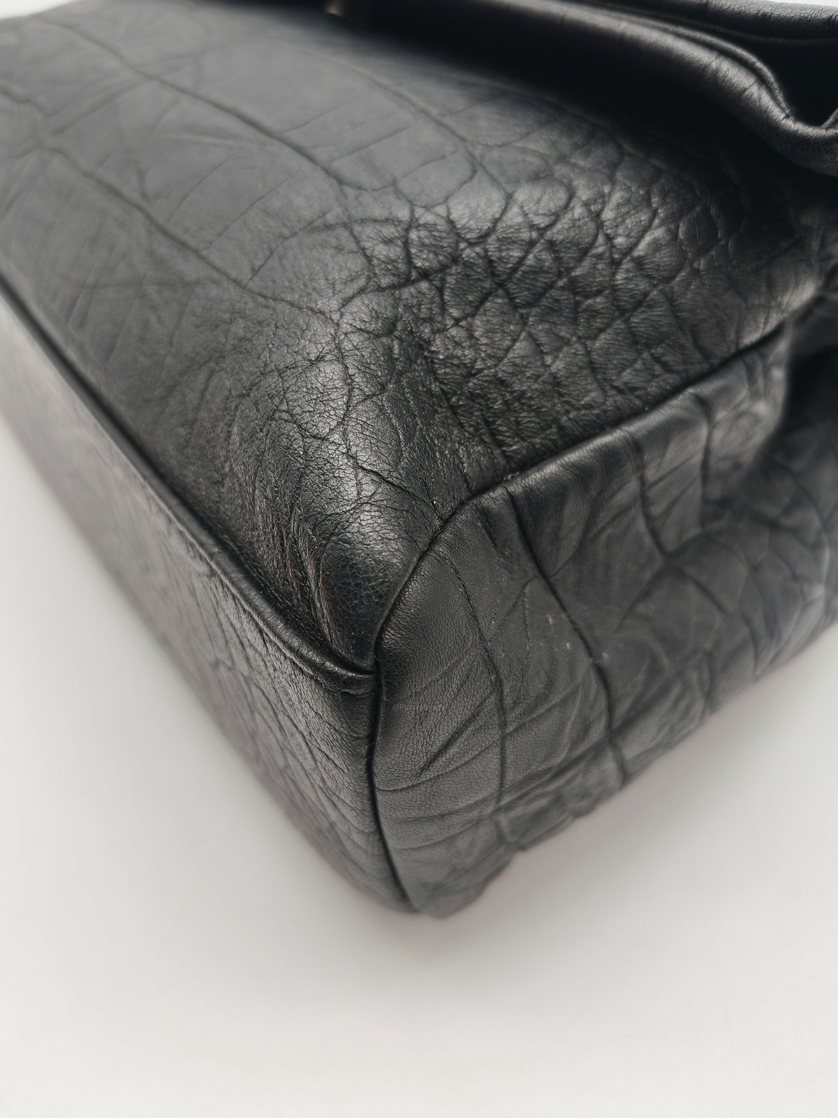Yves Saint Laurent Medium West Hollywood Monogram Fold-over in Black Crocodile-Embossed Calfskin Leather Crossbody Bag | Purse Maison Luxury Bags Shop