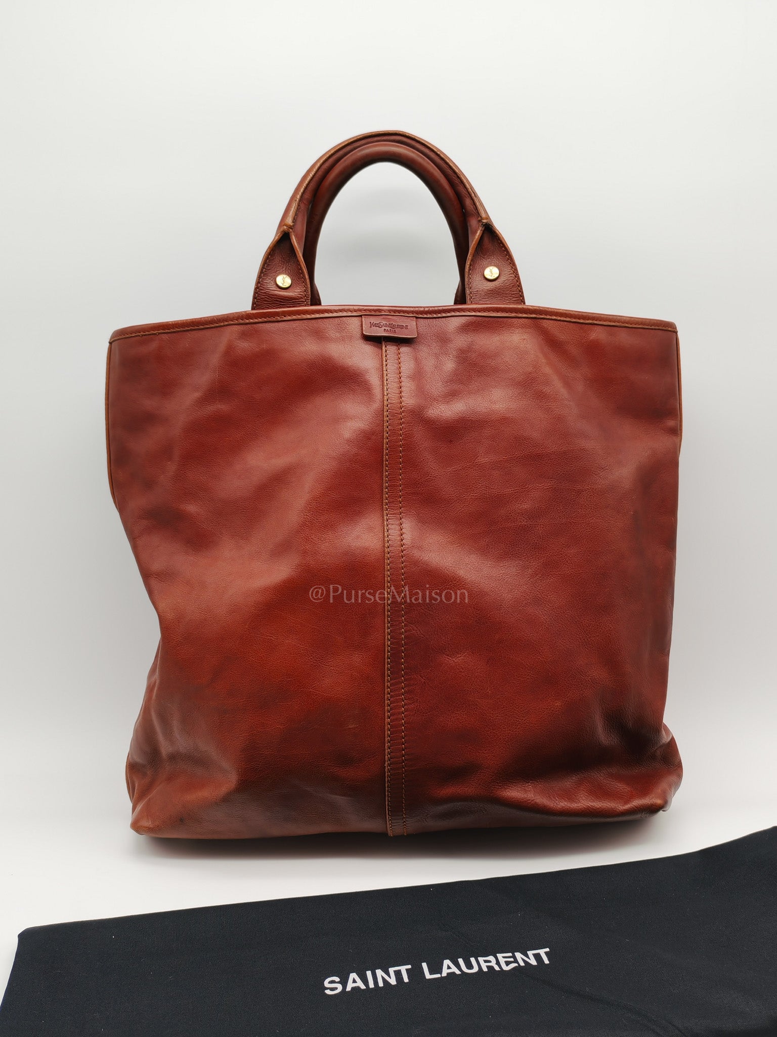 Yves Saint Laurent Rive Gauche in Brown Cowhide Leather Tote Bag | Purse Maison Luxury Bags Shop