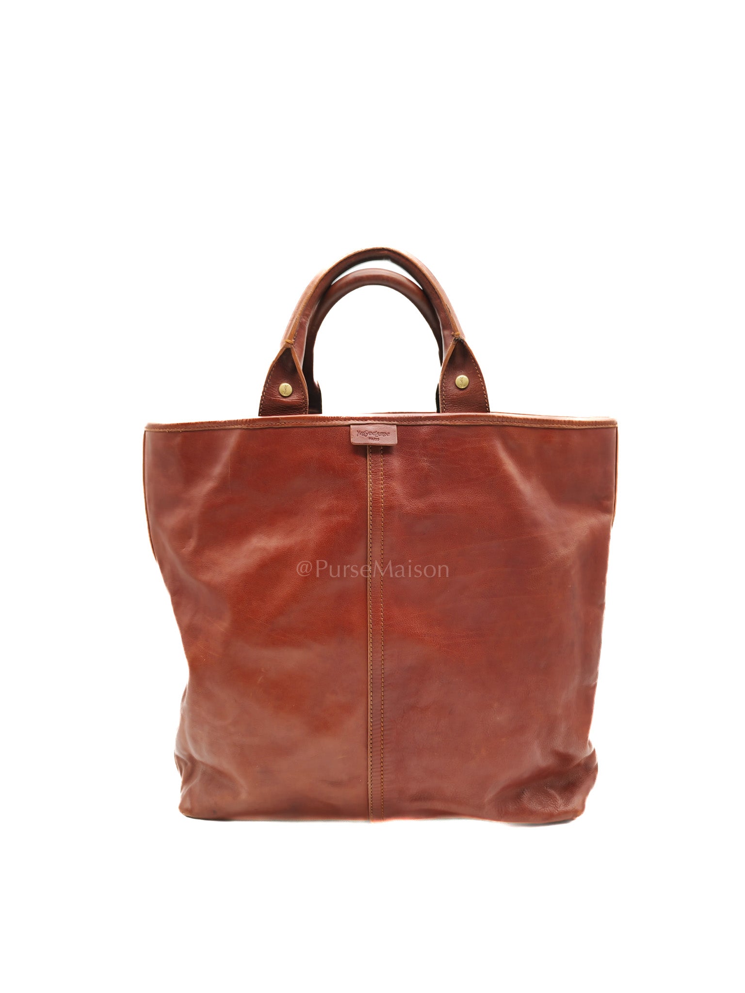 Yves Saint Laurent Rive Gauche in Brown Cowhide Leather Tote Bag | Purse Maison Luxury Bags Shop