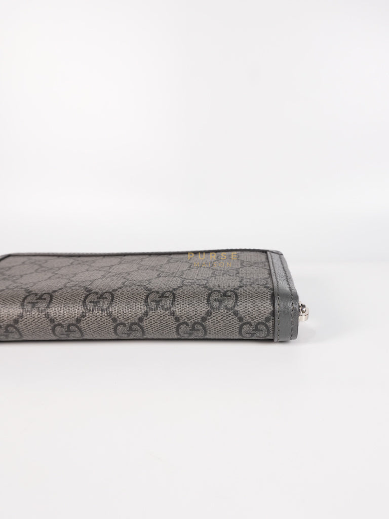 Zip Around Long Wallet in Gray & Black GG Supreme Canvas | Purse Maison Luxury Bags Shop