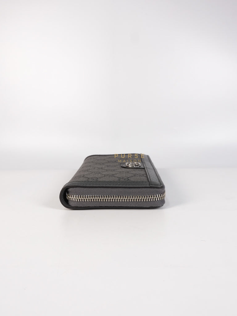 Zip Around Long Wallet in Gray & Black GG Supreme Canvas | Purse Maison Luxury Bags Shop