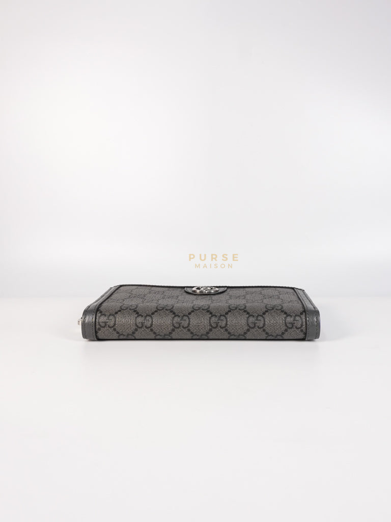 Zip Around Long Wallet in Gray & Black GG Supreme Canvas | Purse Maison Luxury Bags Shop