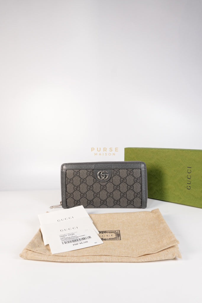 Zip Around Long Wallet in Gray & Black GG Supreme Canvas | Purse Maison Luxury Bags Shop