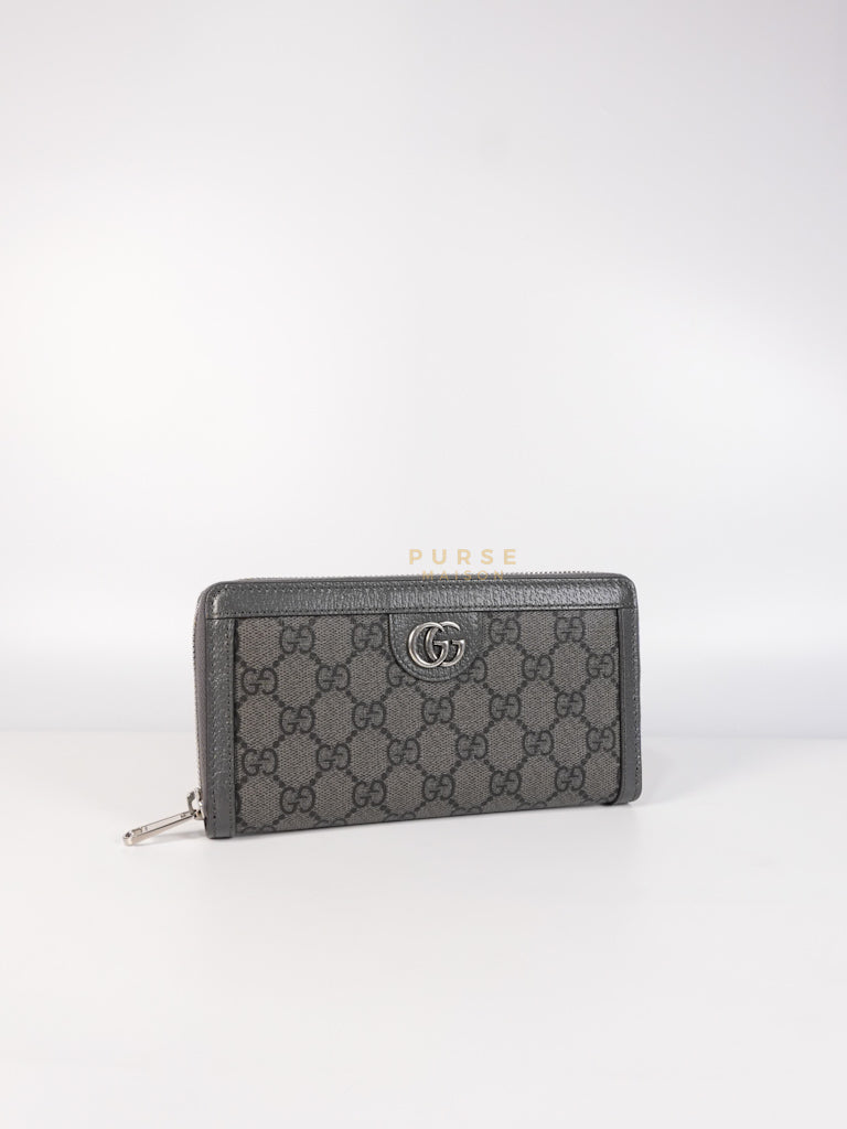 Zip Around Long Wallet in Gray & Black GG Supreme Canvas | Purse Maison Luxury Bags Shop