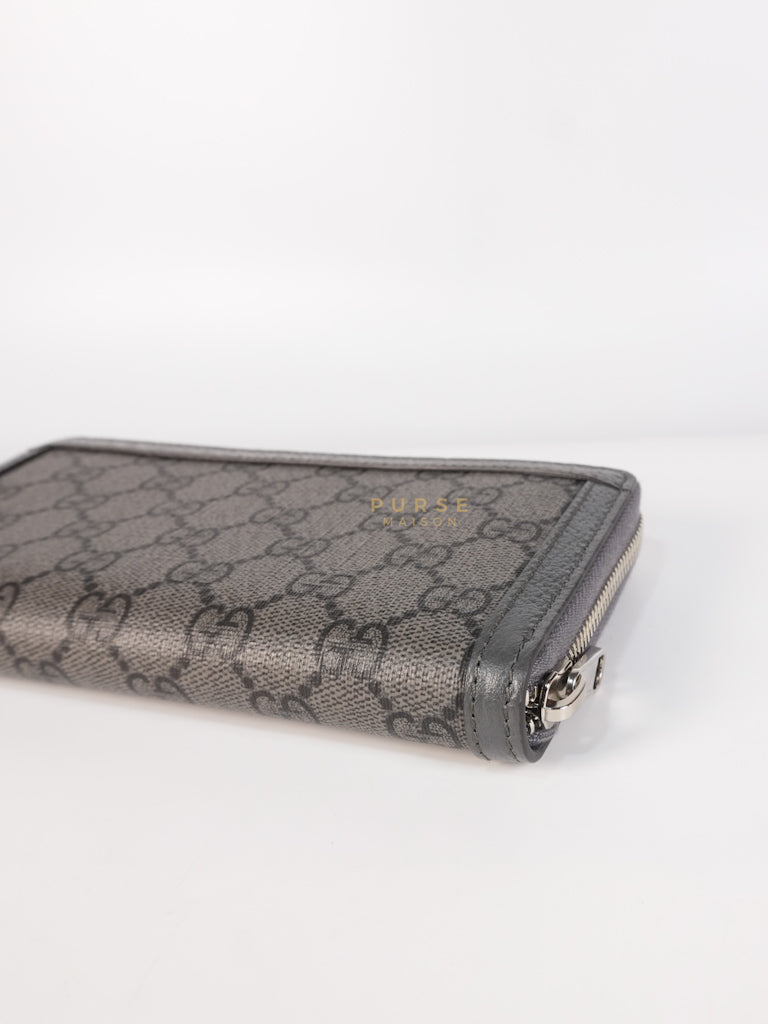 Zip Around Long Wallet in Gray & Black GG Supreme Canvas | Purse Maison Luxury Bags Shop