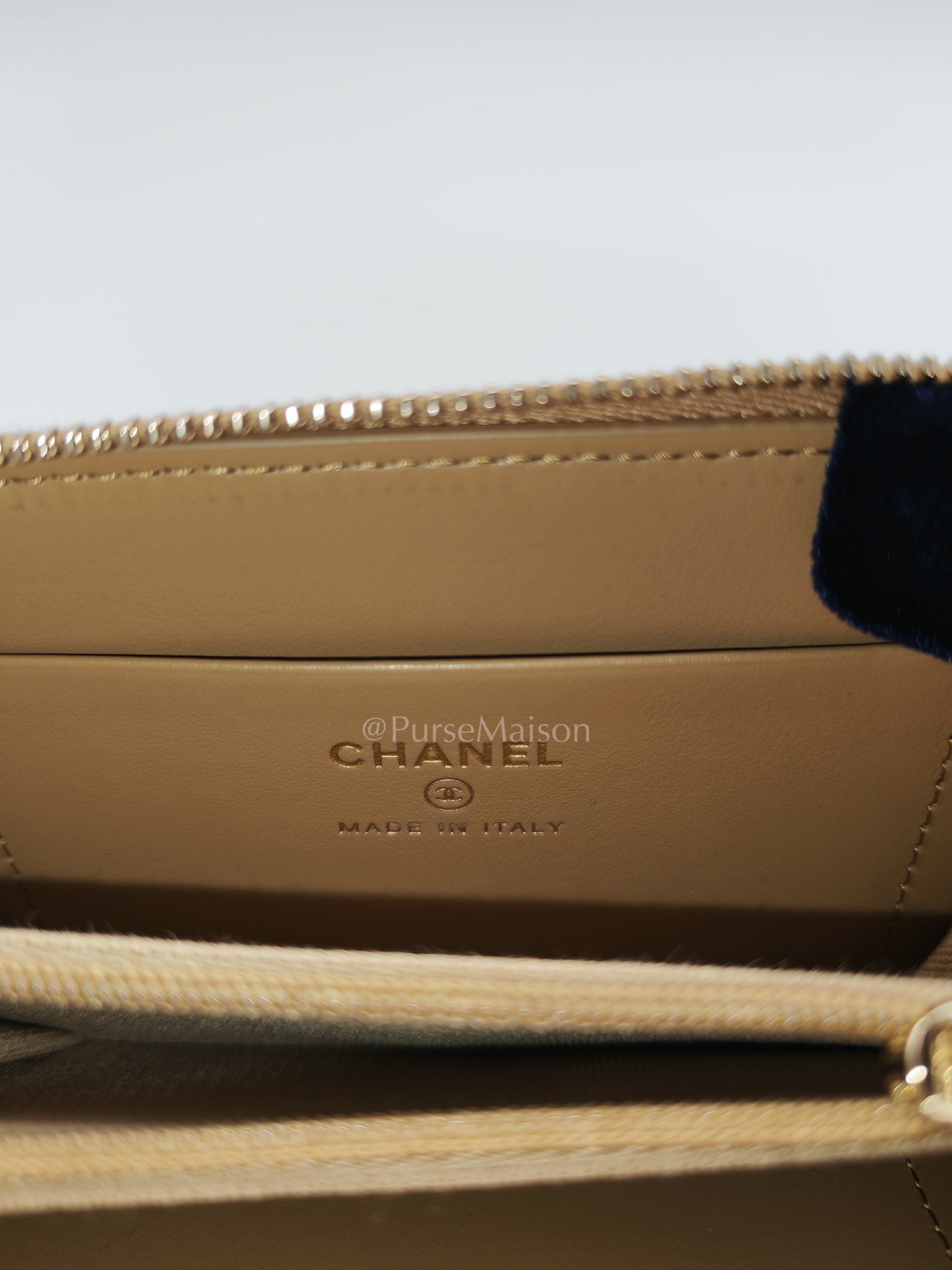 Zip Around Wallet in Dark Beige Caviar Leather and Gold Hardware (Microchip) | Purse Maison Luxury Bags Shop