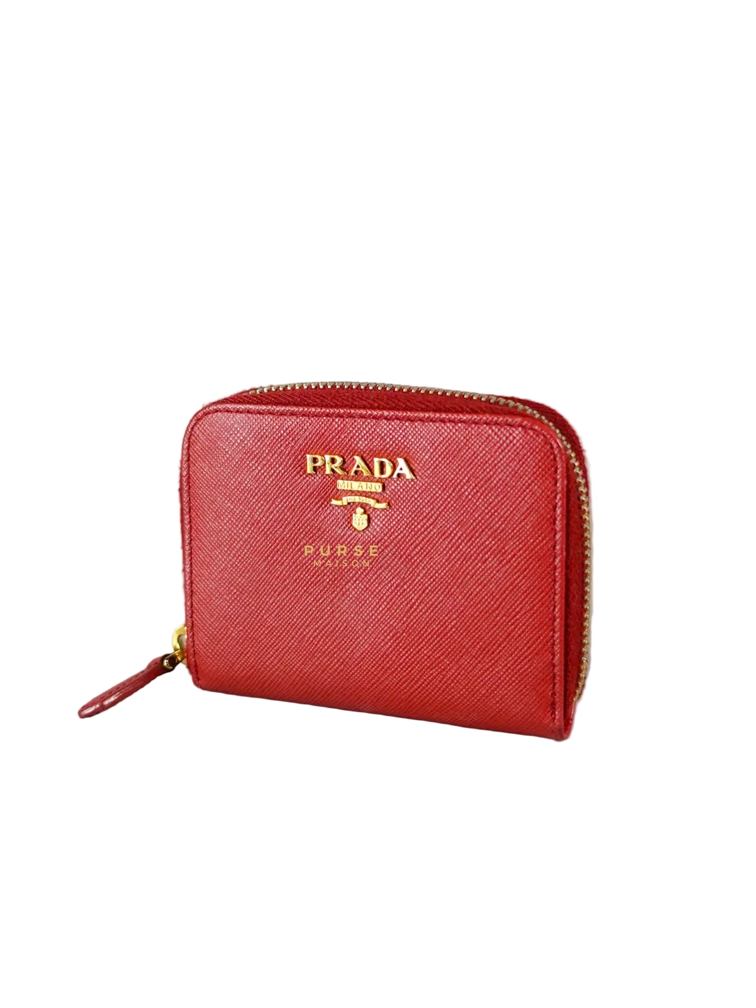 Zipped Cardholder in Red Leather | Purse Maison Luxury Bags Shop