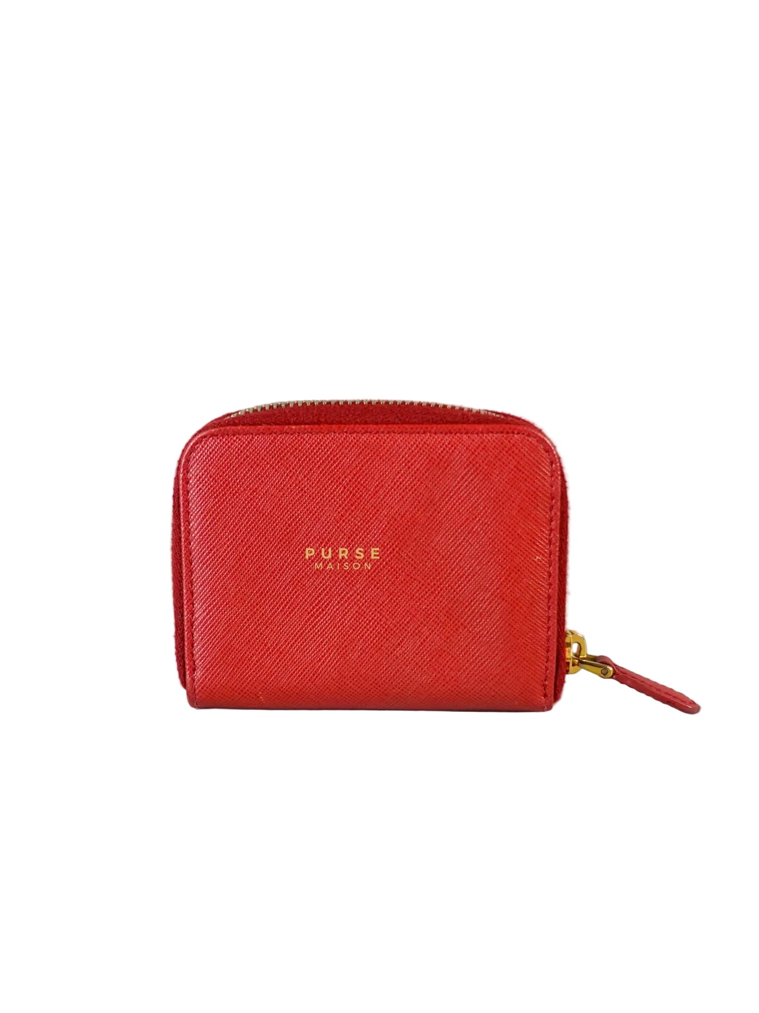 Zipped Cardholder in Red Leather | Purse Maison Luxury Bags Shop