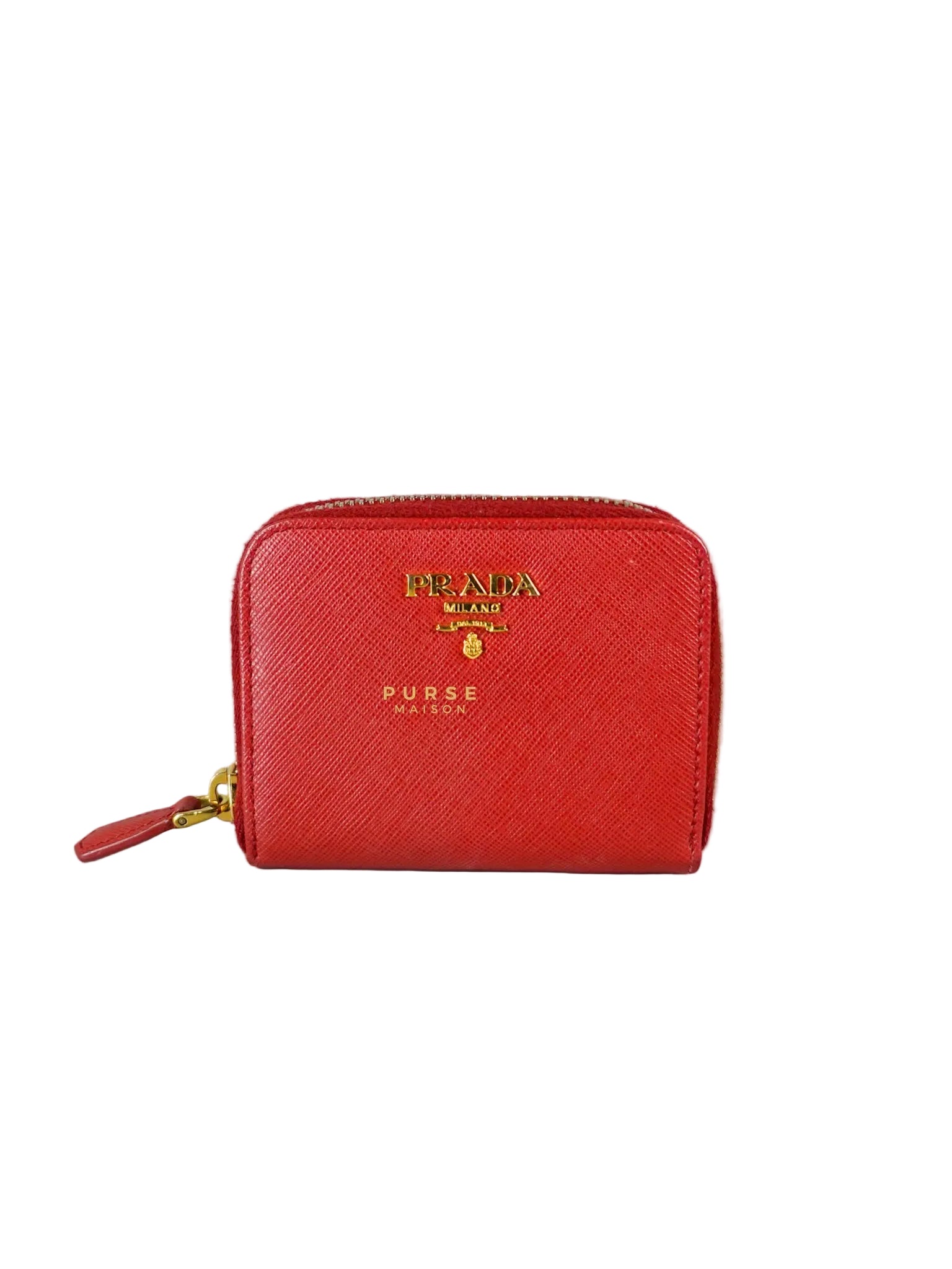 Zipped Cardholder in Red Leather | Purse Maison Luxury Bags Shop