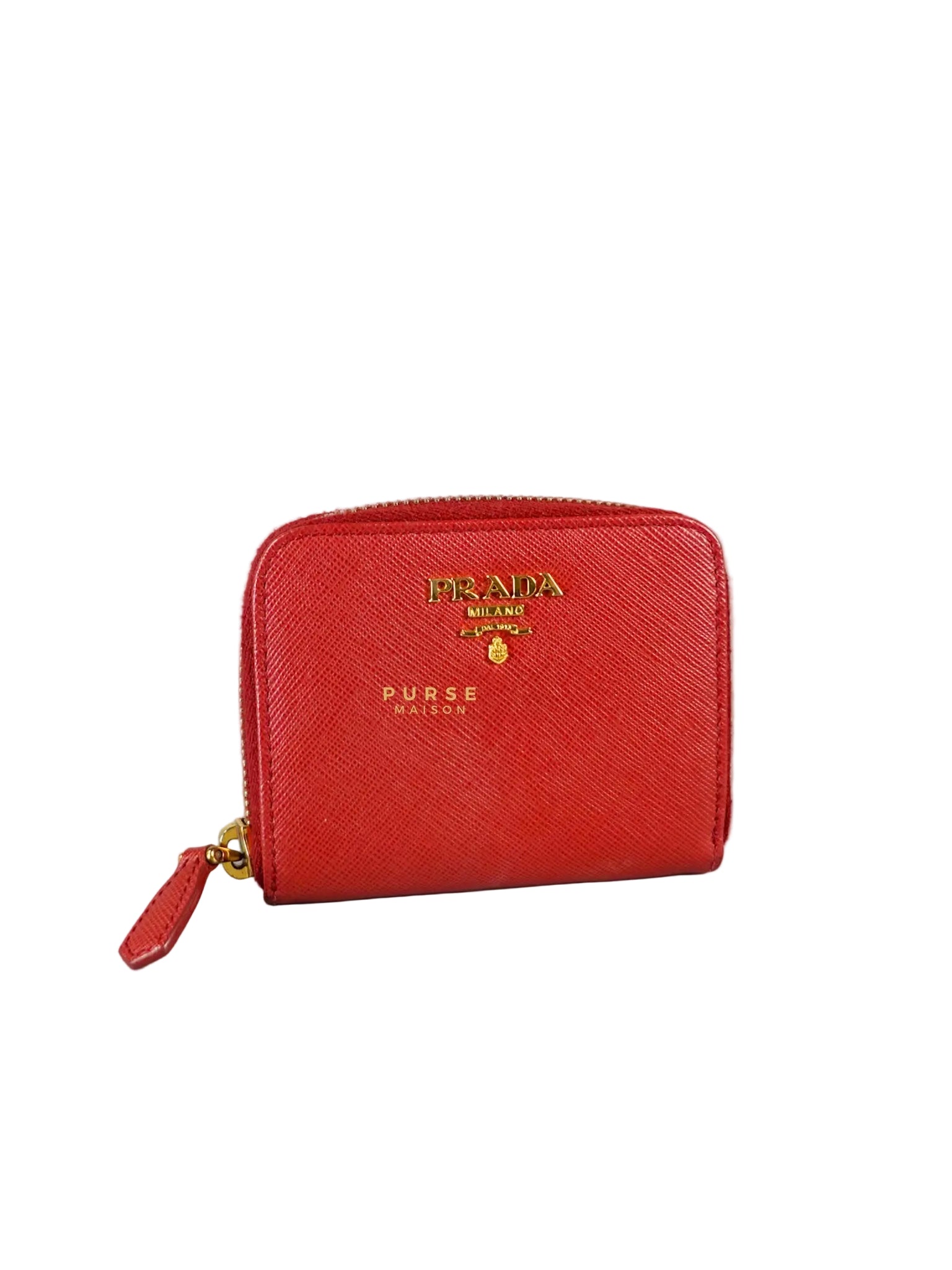 Zipped Cardholder in Red Leather | Purse Maison Luxury Bags Shop