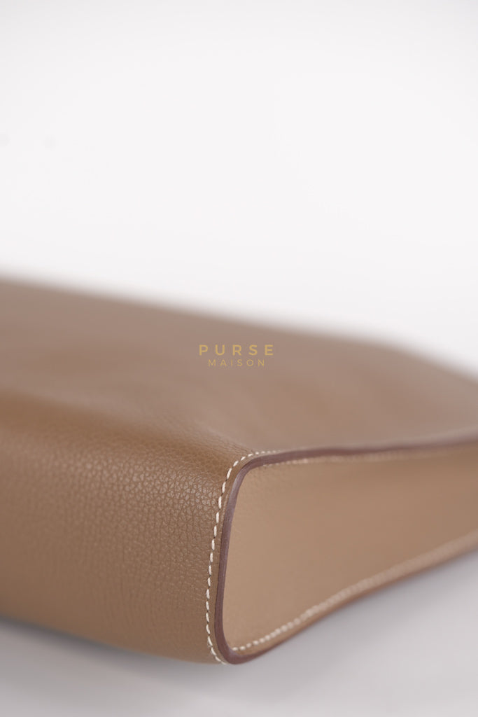 Zipped Case Zipengo GM Pouch in Etoupe Evercolor Leather & Palladium Hardware Stamp K (2025) | Purse Maison Luxury Bags Shop