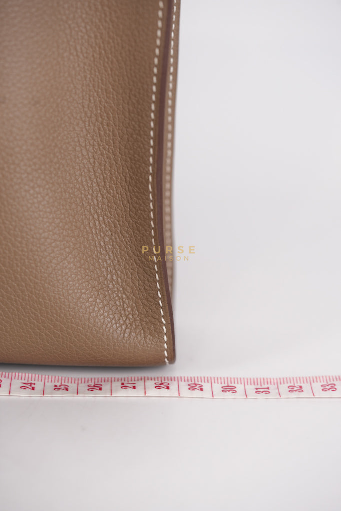 Zipped Case Zipengo GM Pouch in Etoupe Evercolor Leather & Palladium Hardware Stamp K (2025) | Purse Maison Luxury Bags Shop