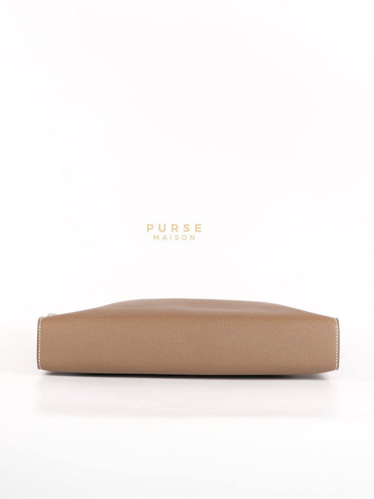 Zipped Case Zipengo GM Pouch in Etoupe Evercolor Leather & Palladium Hardware Stamp K (2025) | Purse Maison Luxury Bags Shop