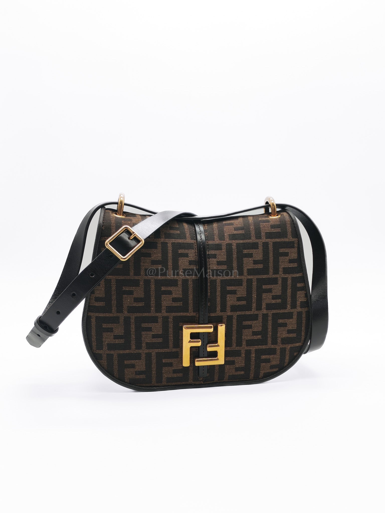 Zucca Medium C'mon Jacquard FF Canvas & Leather Trim Shoulder Bag | Purse Maison Luxury Bags Shop