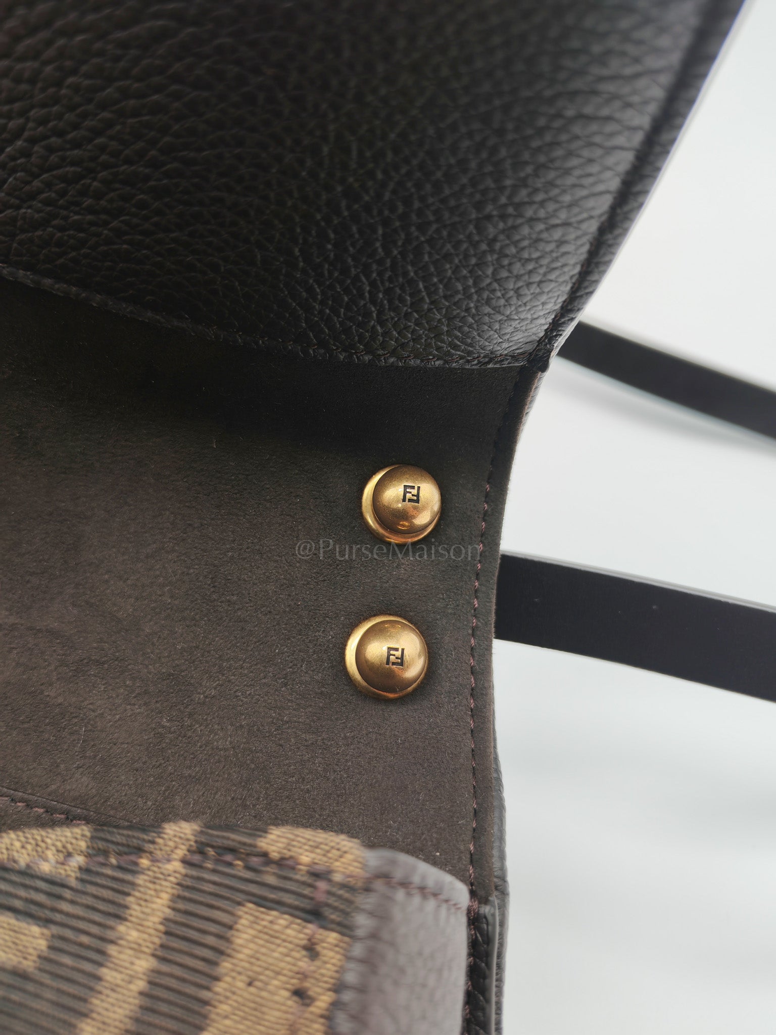 Zucca Medium C'mon Jacquard FF Canvas & Leather Trim Shoulder Bag | Purse Maison Luxury Bags Shop