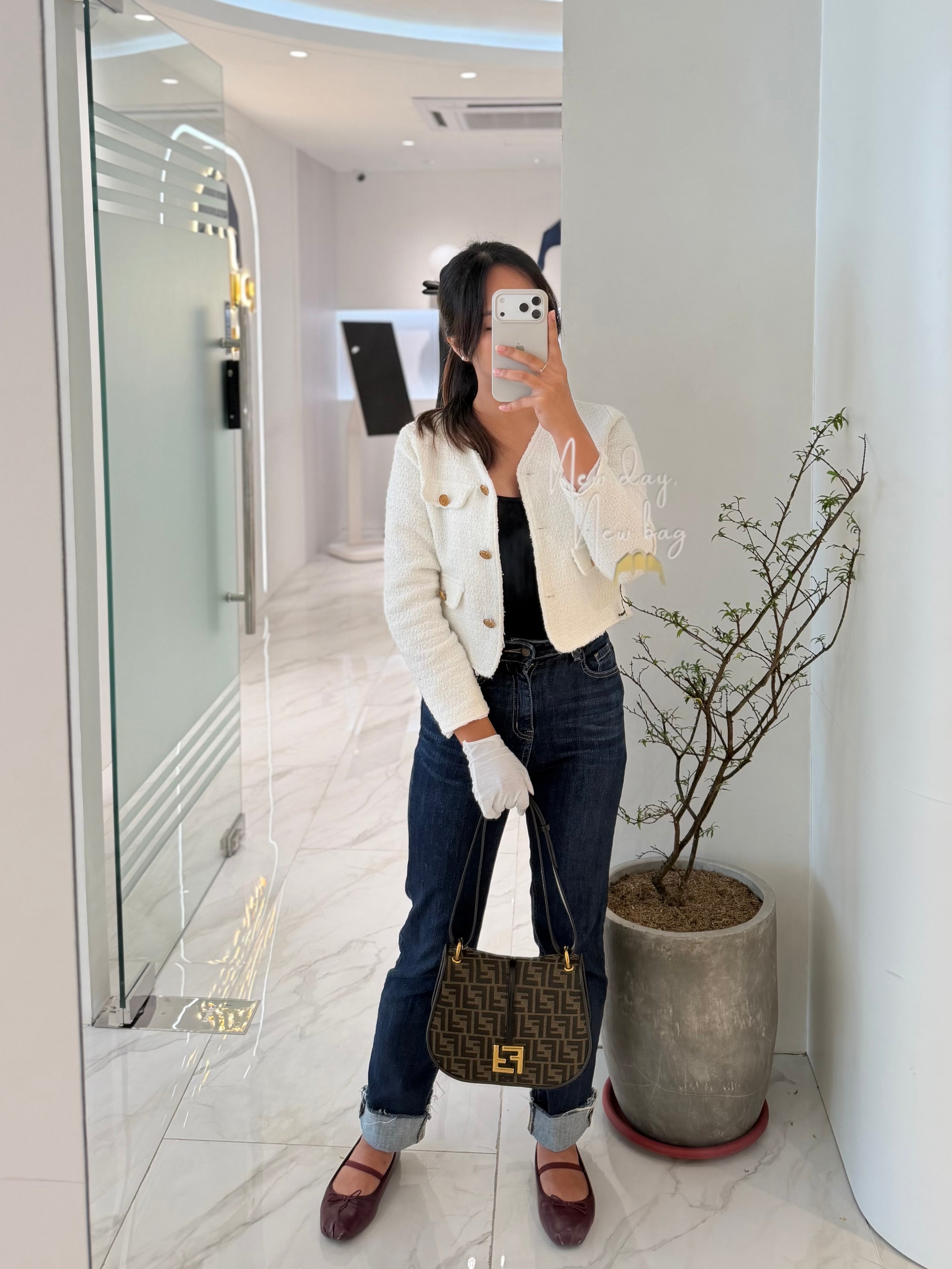 Zucca Medium C'mon Jacquard FF Canvas & Leather Trim Shoulder Bag | Purse Maison Luxury Bags Shop