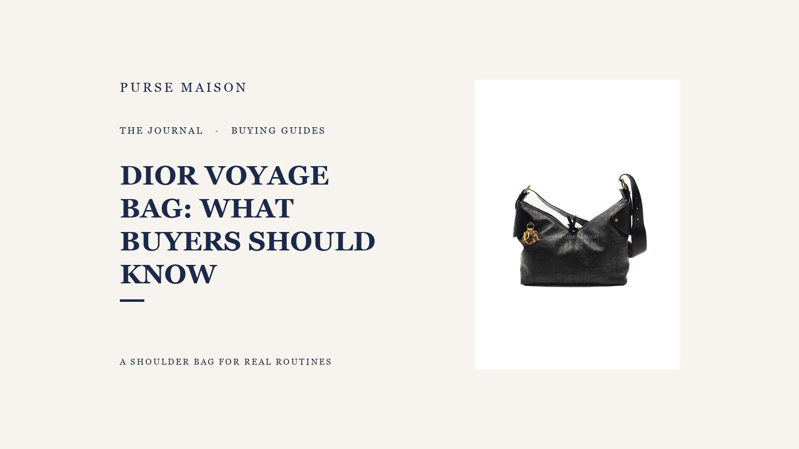 Black Dior Voyage shoulder bag on a Purse Maison Journal buying-guide cover