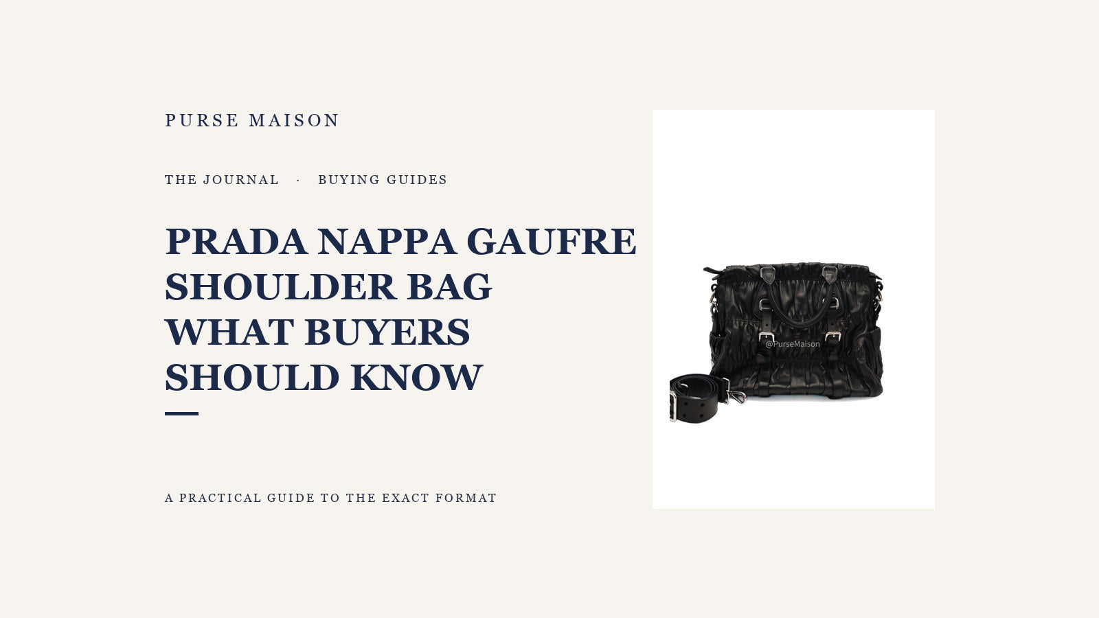 Purse Maison Journal cover featuring the Prada Nappa Gaufre Shoulder Bag in black leather.