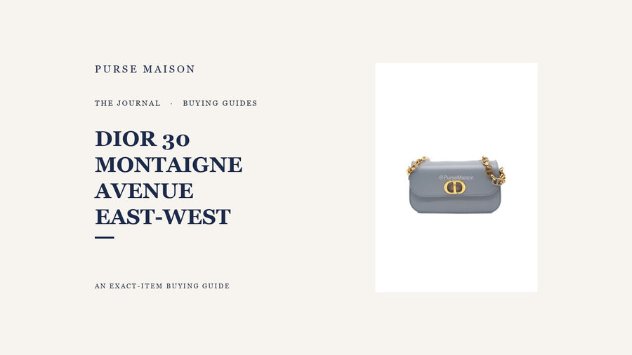 Light gray Dior 30 Montaigne Avenue East-West on a Purse Maison Journal buying-guide cover