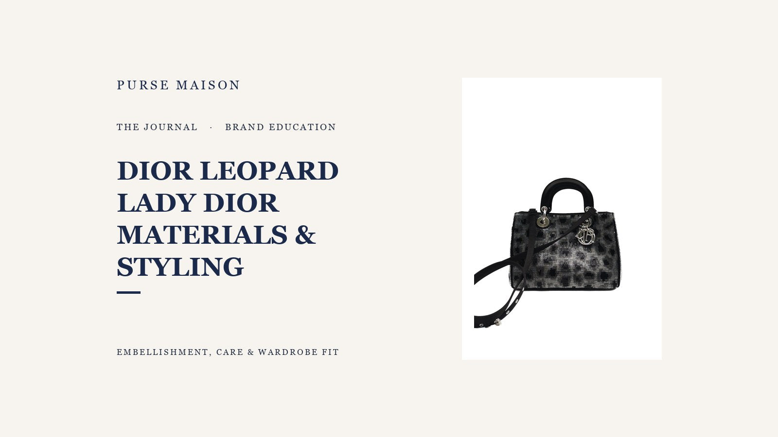 Purse Maison Journal cover featuring the Christian Dior Leopard Lady Dior in black and gray wool, sequin, leather, and silver hardware.