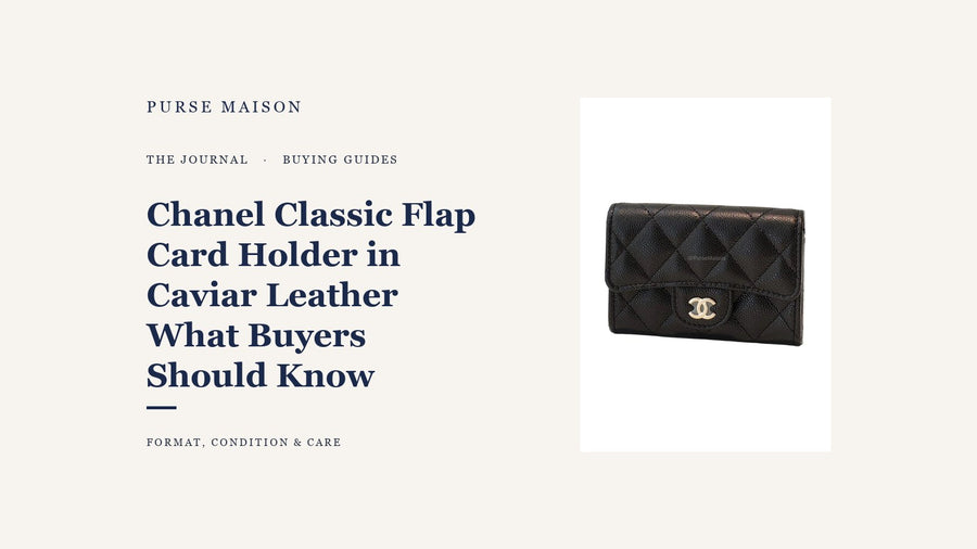 Purse Maison Journal cover featuring a Chanel Classic Flap Card Holder in black caviar leather